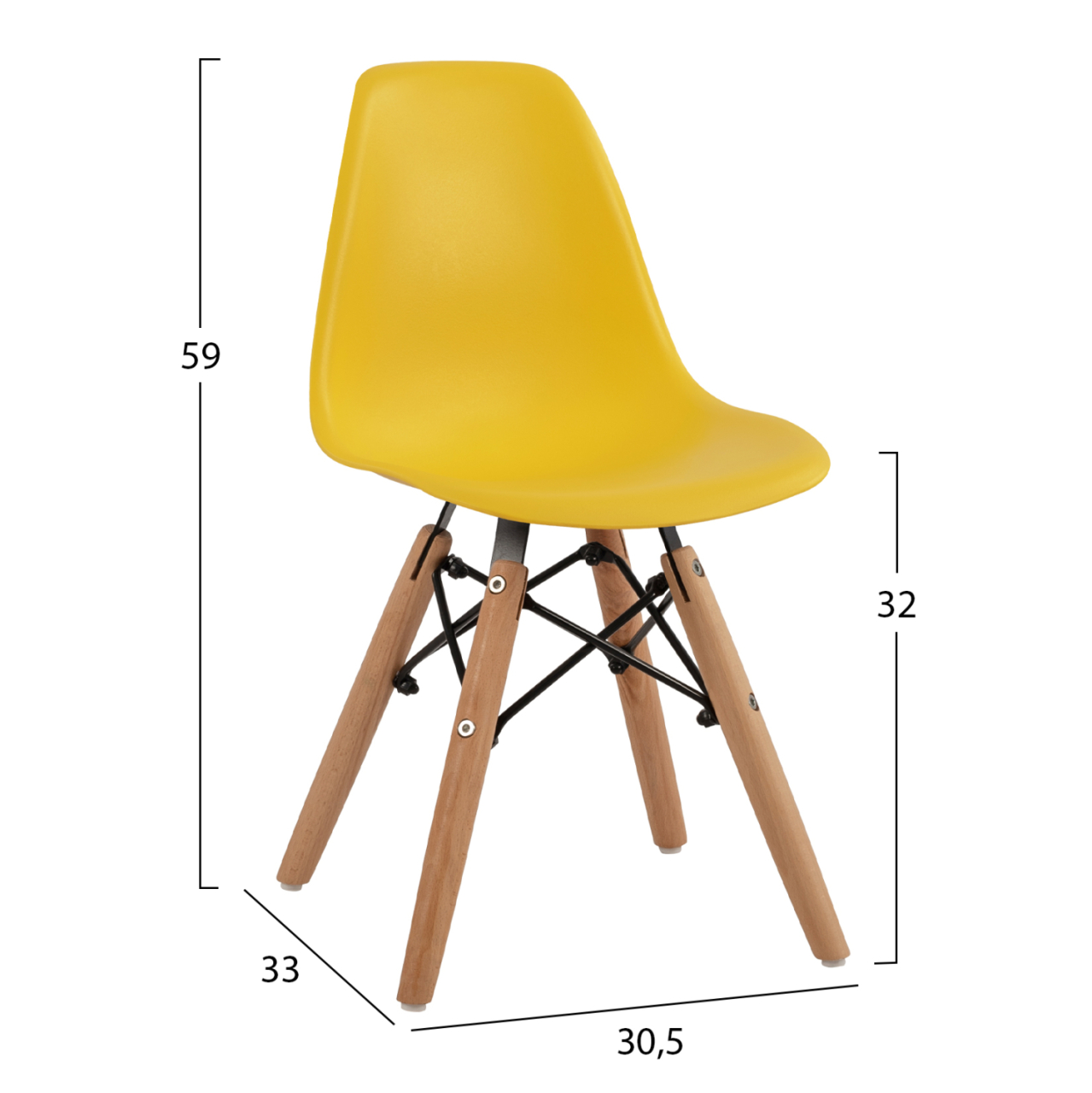 Chair Twist Kid HM8453.04 with wooden legs and seat Yellow PP 30,5x33x59 cm [2]