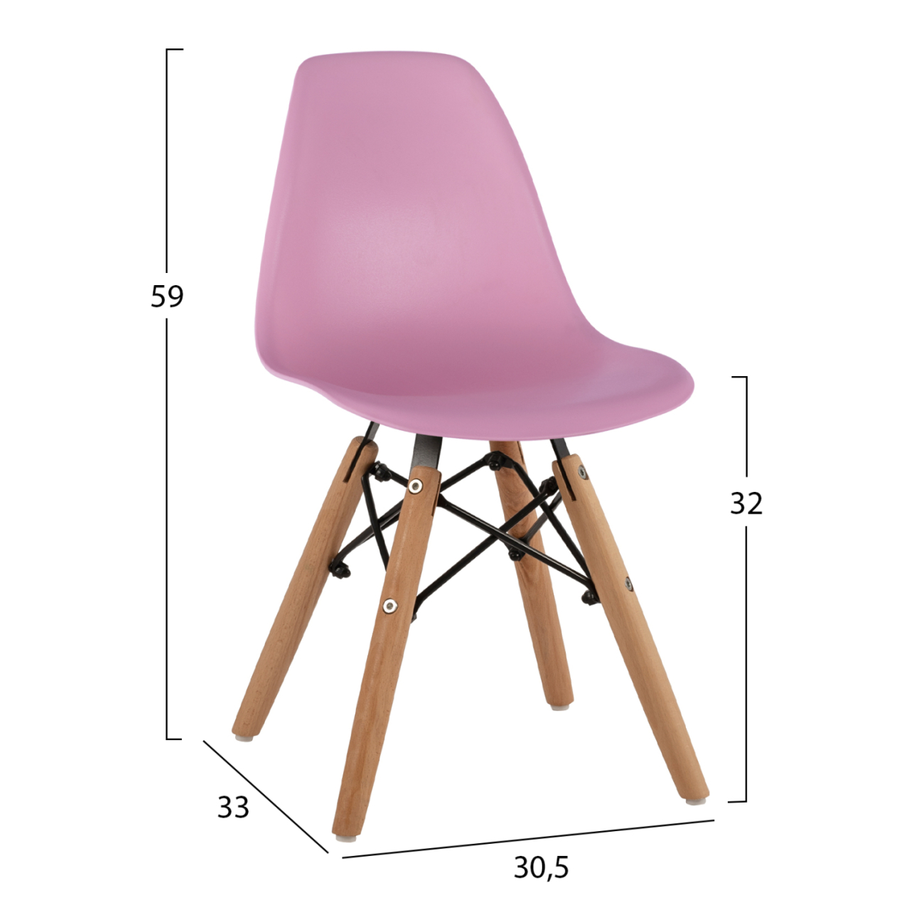 Chair Twist Kid HM8453.05 with wooden legs and seat Pink PP 30,5x33x59 cm [2]