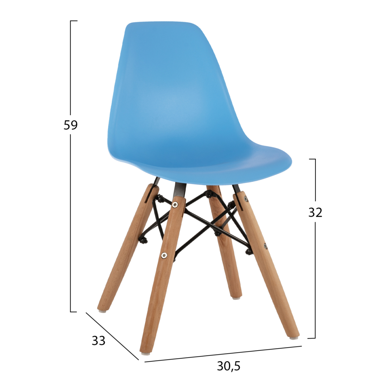 Chair Twist Kid HM8453.08 with wooden legs and seat Blue PP 30,5x33x59 cm [2]
