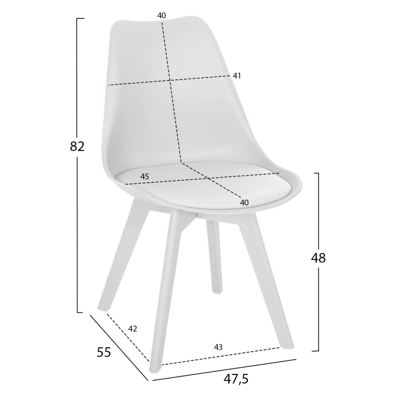 Chair Vegas HM0033.31 POLYPROPYLENE-PU-WHITE 47,5x55x82 cm [2]