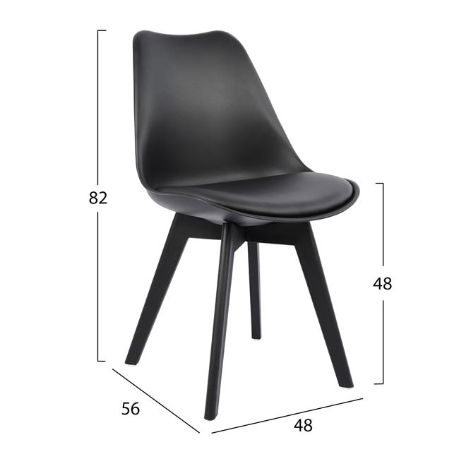 Chair Vegas HM0033.32 POLYPROPYLENE-PU-BLACK 47,5x55x82 cm [2]