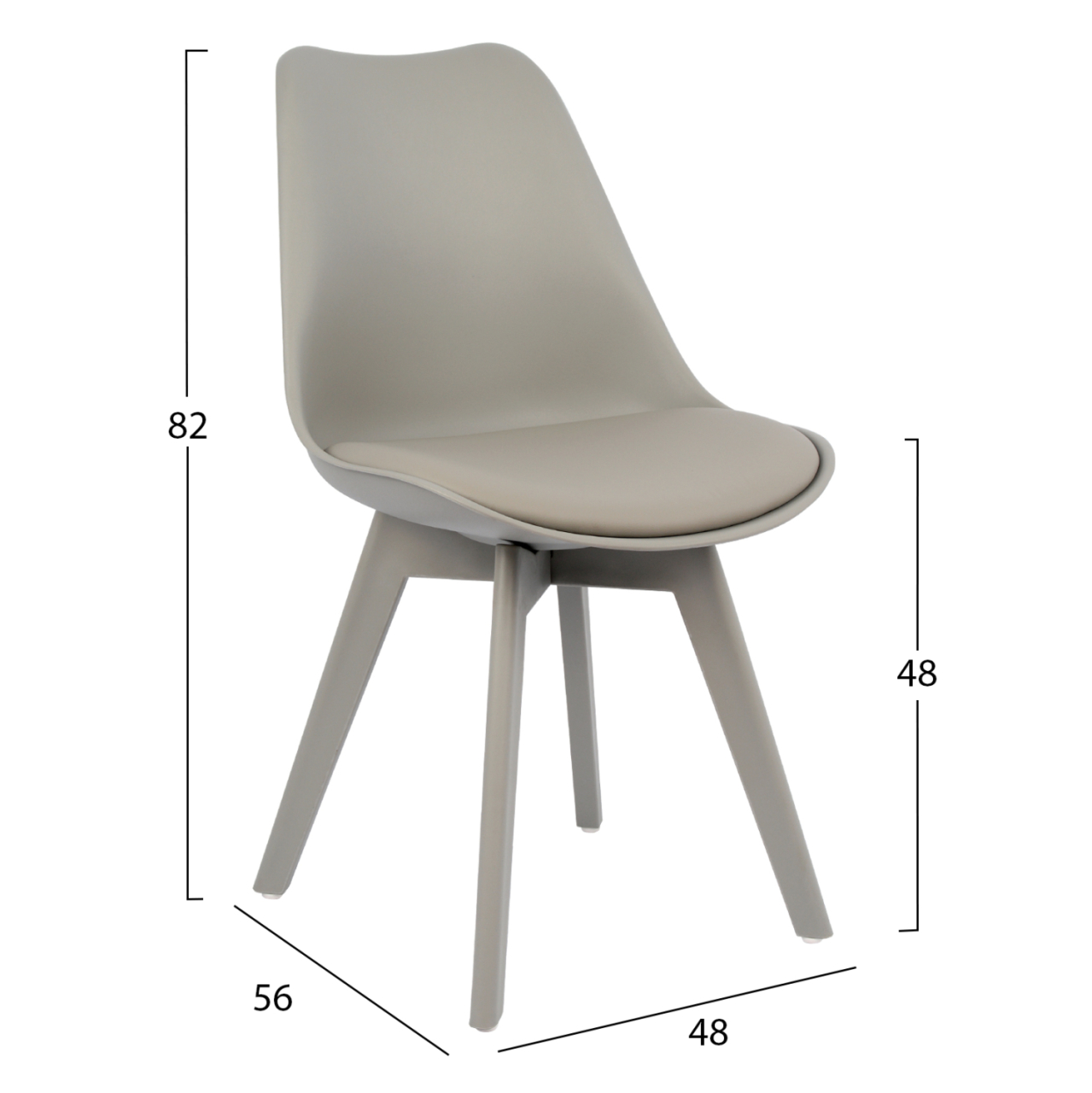 Chair Vegas HM0033.40 POLYPROPYLENE-PU-GREY 48x56x82 [2]