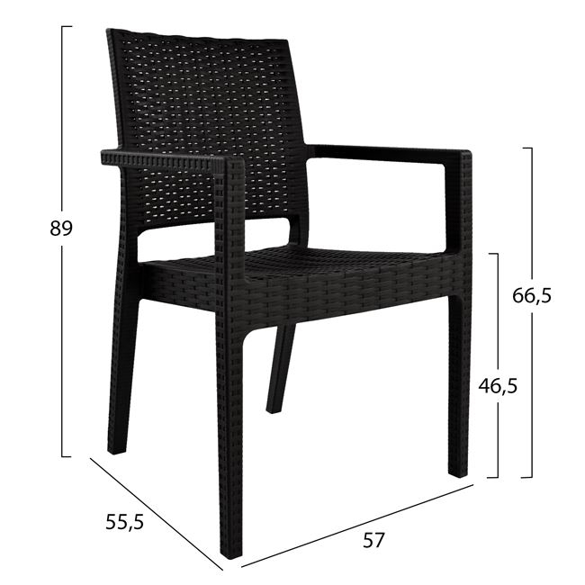 Chair with arms Polypropylene Dark Brown HM5134.02 57x55,5x89 cm [2]