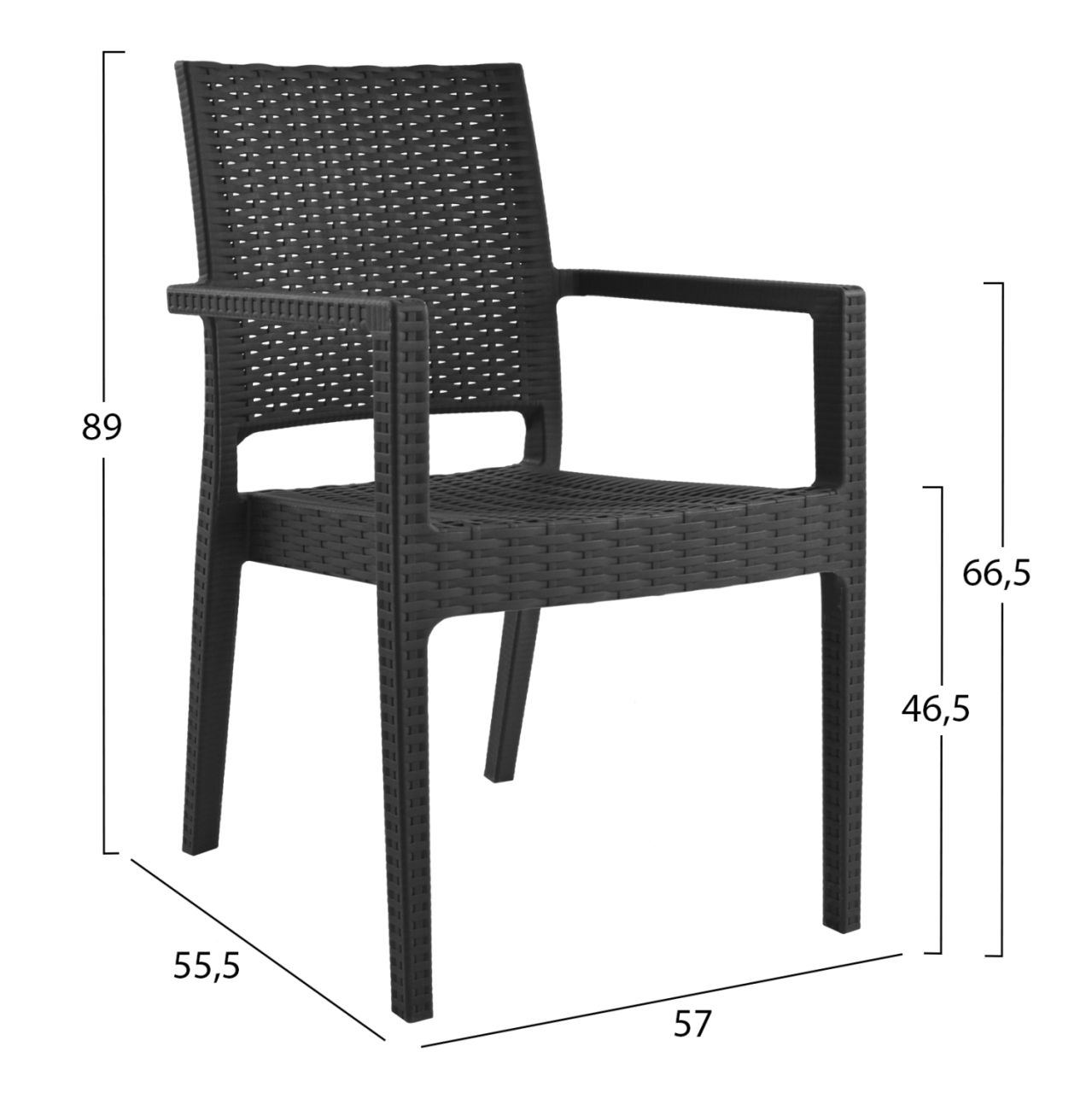 Chair with arms Polypropylene Dark Grey HM5134.01 57x55,5x89 cm [2]