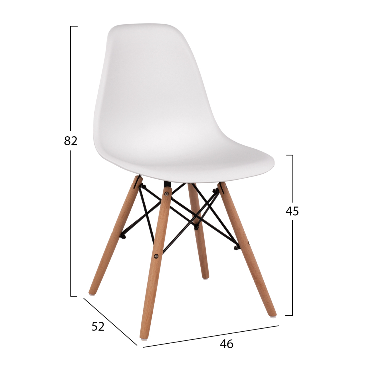 Chair with wooden legs and seat Twistn PP White HM8460.01 46x50x82 cm [2]