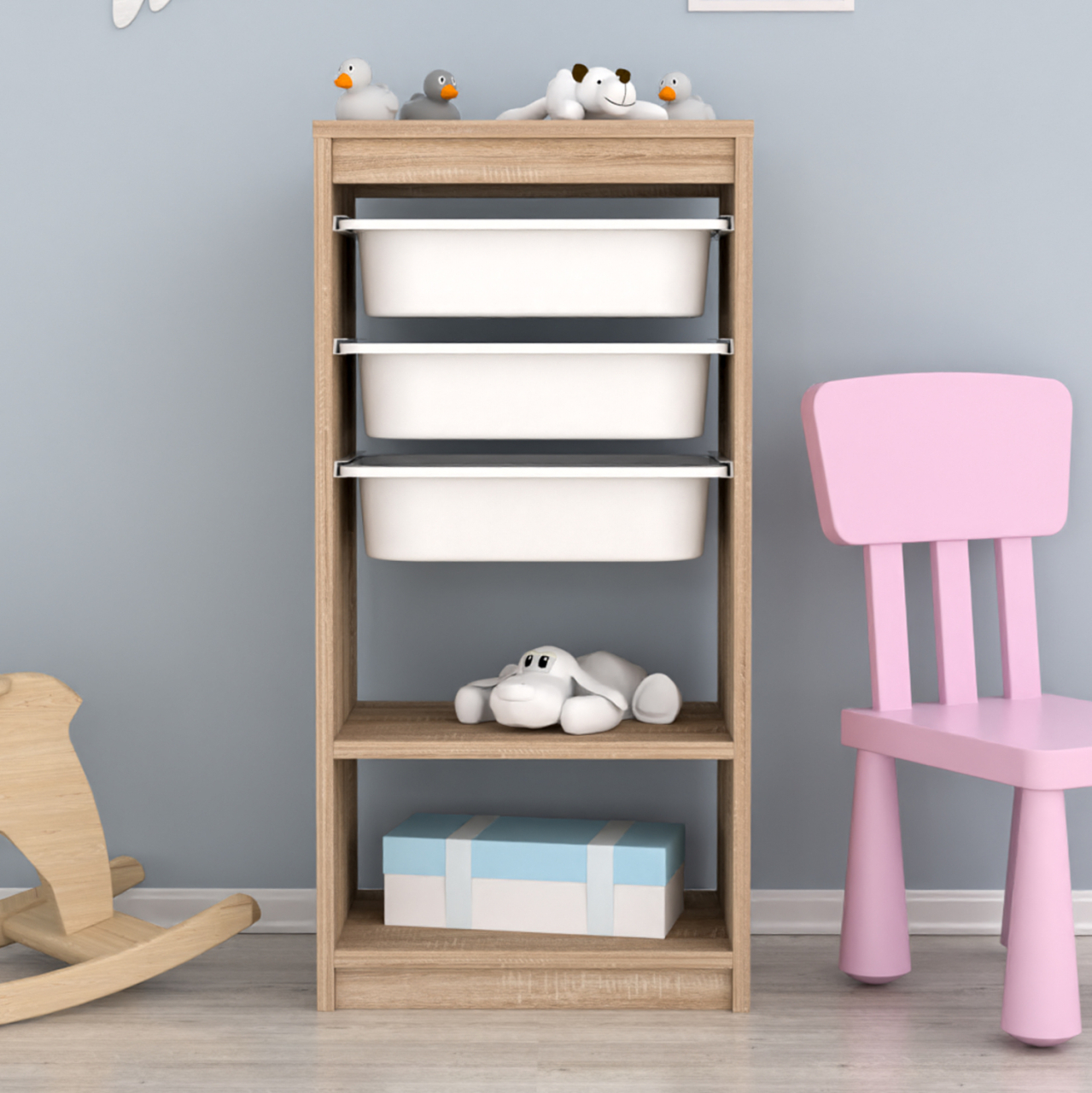 CHEST OF DRAWERS SANI HM18198.03 MELAMINE IN SONAMA-WHITE P.E. DRAWERS 45,5x30x92Hcm. [6]