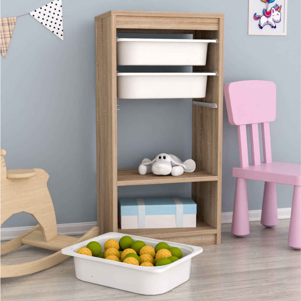 CHEST OF DRAWERS SANI HM18198.03 MELAMINE IN SONAMA-WHITE P.E. DRAWERS 45,5x30x92Hcm. [5]
