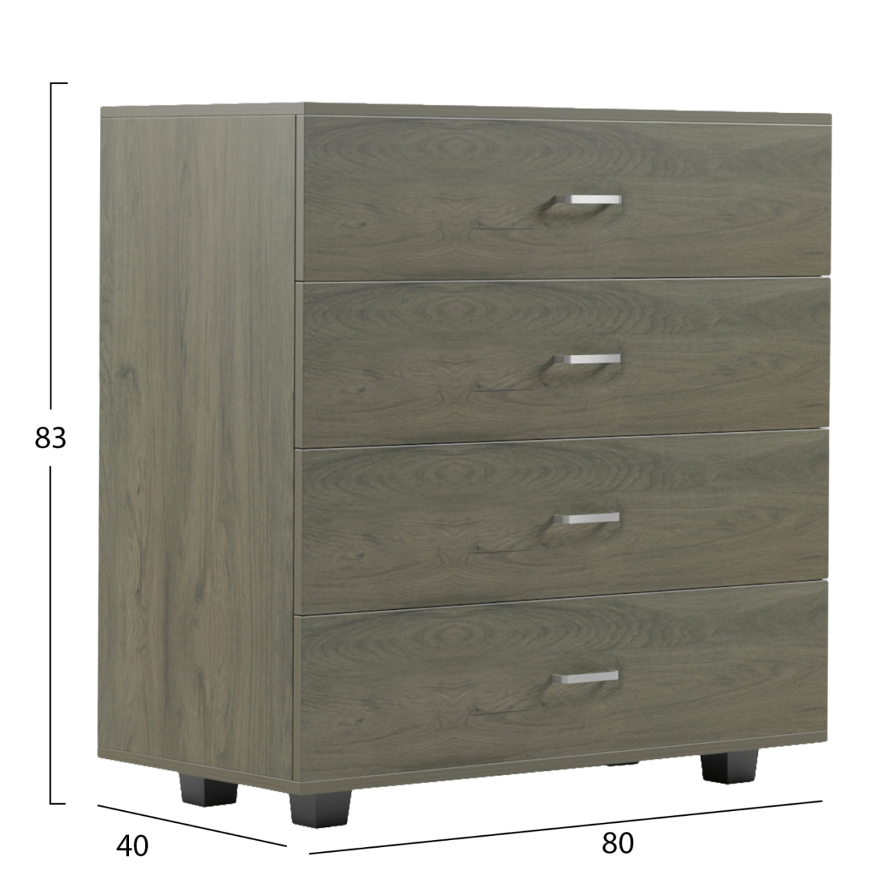 CHEST OF DRAWERS THORG HM8996.05 4-DRAWER MELAMINE IN DARK OLIVE 80x40x83Hcm. [2]