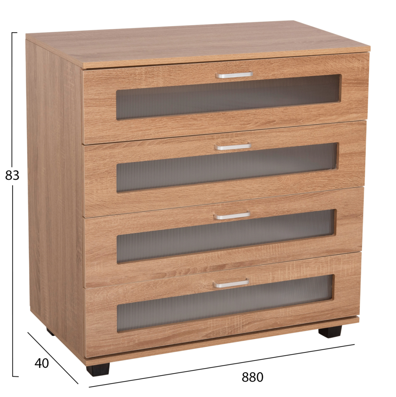 CHEST OF DRAWERS THORGAN HM9880.01 MELAMINE IN SONAMA-4 DRAWERS 80Χ40Χ83Hcm. [2]