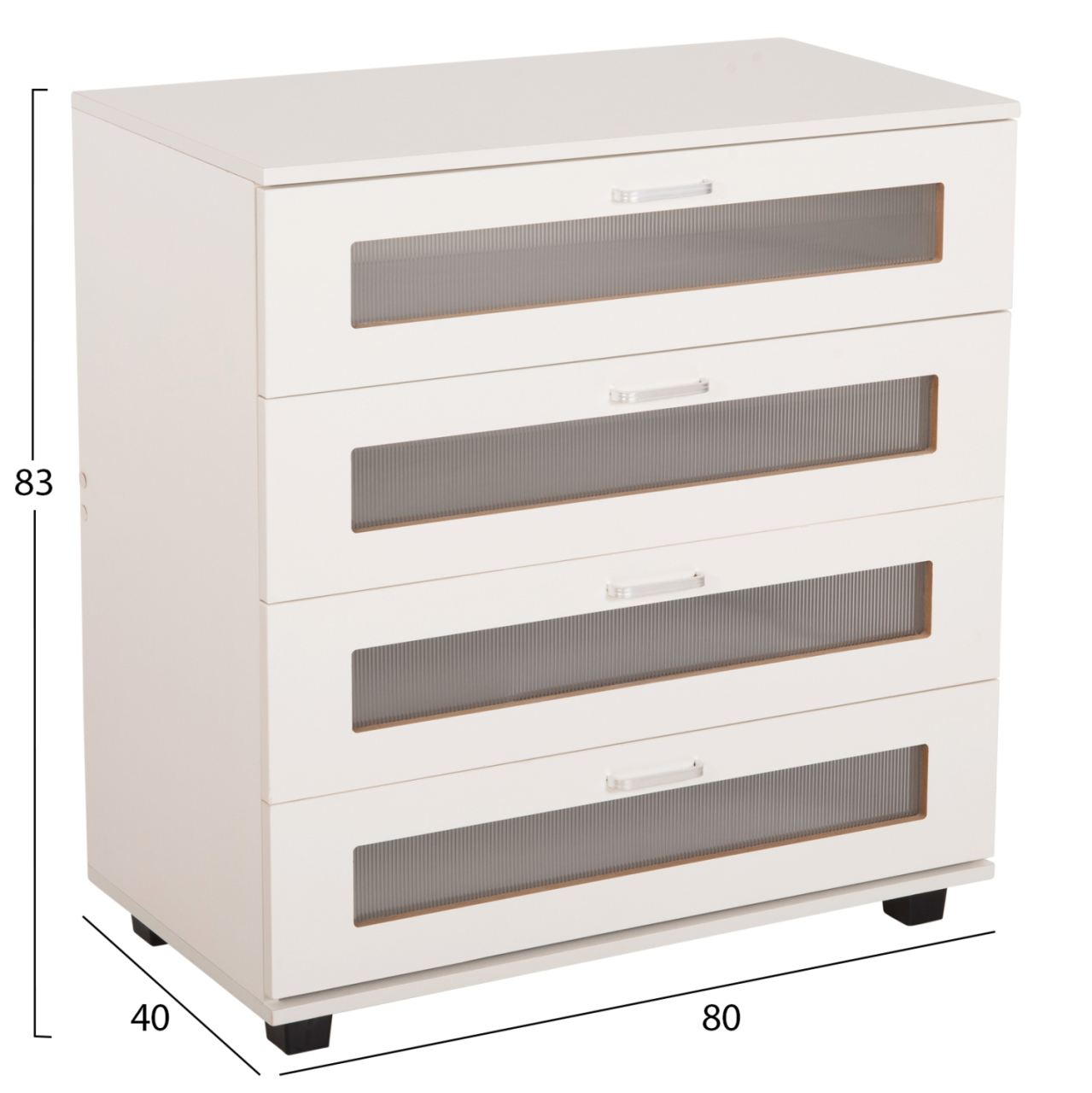 CHEST OF DRAWERS THORGAN HM9880.03 MELAMINE IN WHITE-4 DRAWERS 80Χ40Χ83Hcm. [2]