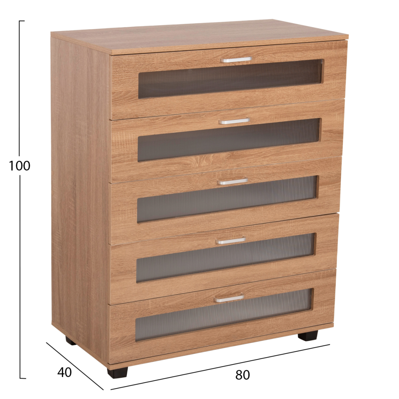 CHEST OF DRAWERS THORGAN HM9881.01 MELAMINE IN SONAMA-5 DRAWERS 80Χ40Χ100Hcm. [2]