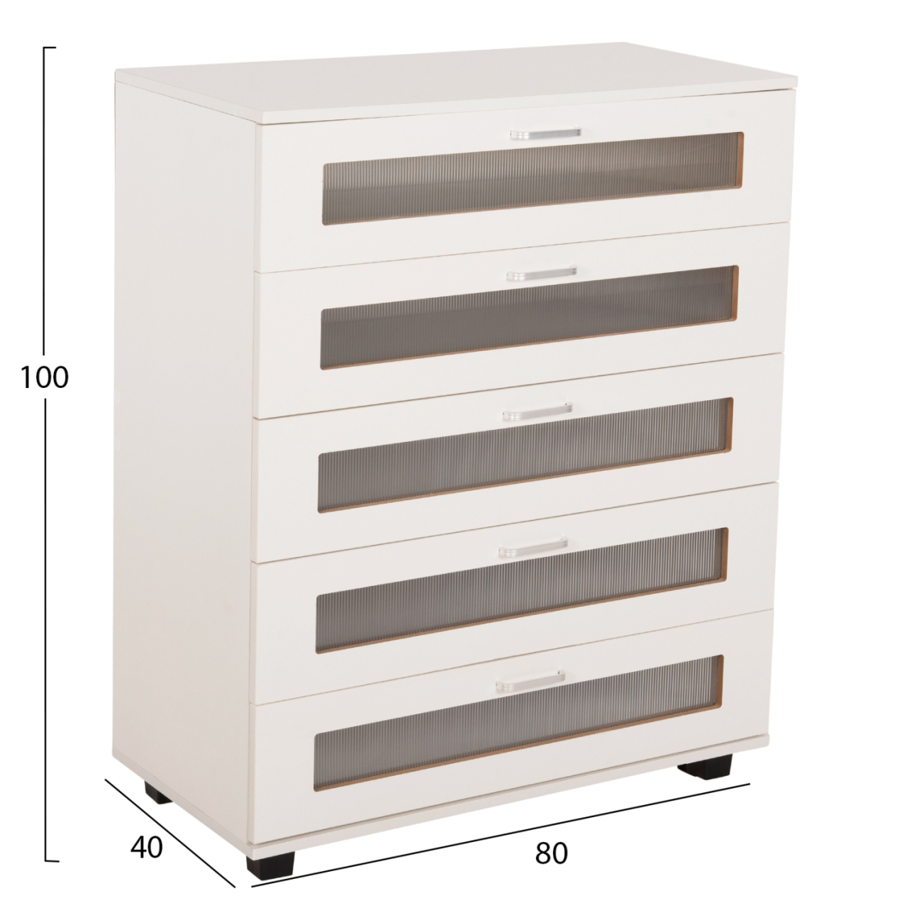 CHEST OF DRAWERS THORGAN HM9881.03 MELAMINE IN WHITE-5 DRAWERS 80Χ40Χ100Hcm. [2]