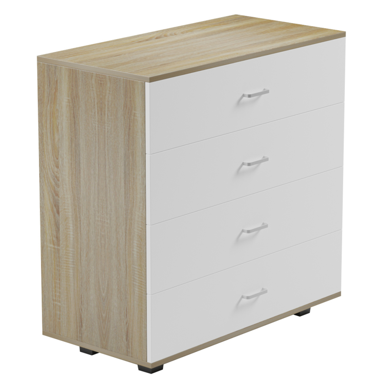 CHEST OF DRAWERS WITH 4 DRAWERS THORG HM8996.04 MELAMINE IN SONAMA-WHITE 80x40x83Hcm. [4]