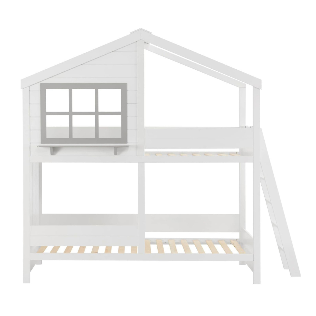 CHILDREN'S BUNKBED t.MONTESSORI COMBO HM707.03 SOLID PINE WOOD IN WHITE- 190x90cm. [4]