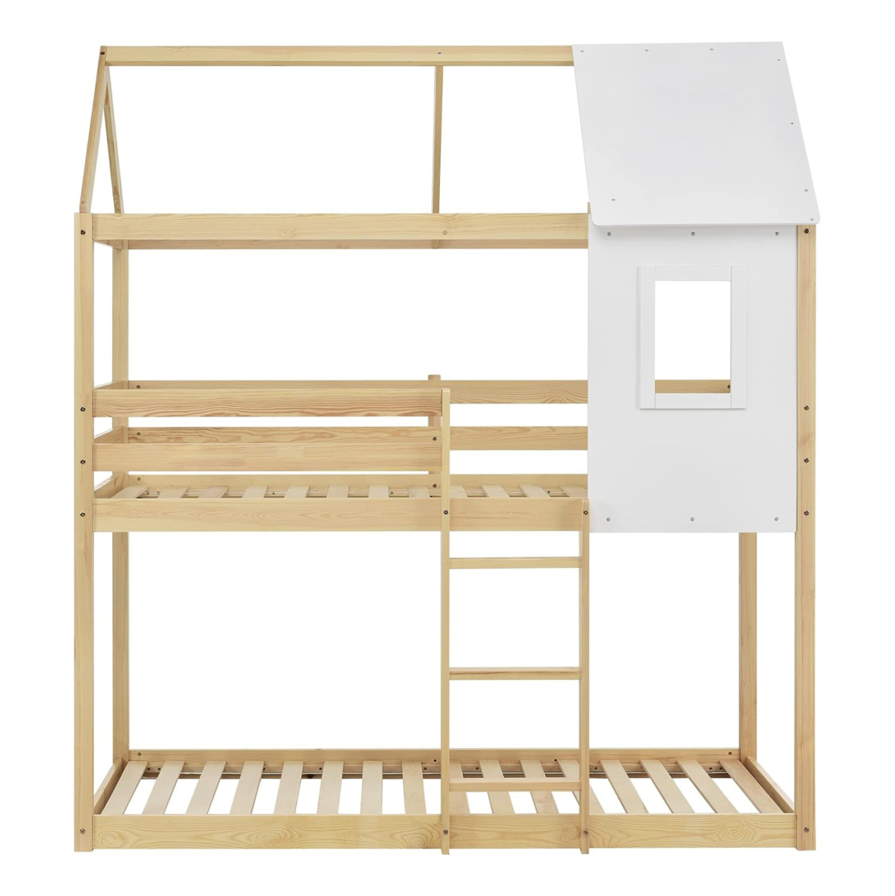 CHILDREN'S BUNKBED t.MONTESSORI HOOD HM705.01 PINE WOOD IN NATURAL-MATTRESSES 190x90cm. [4]