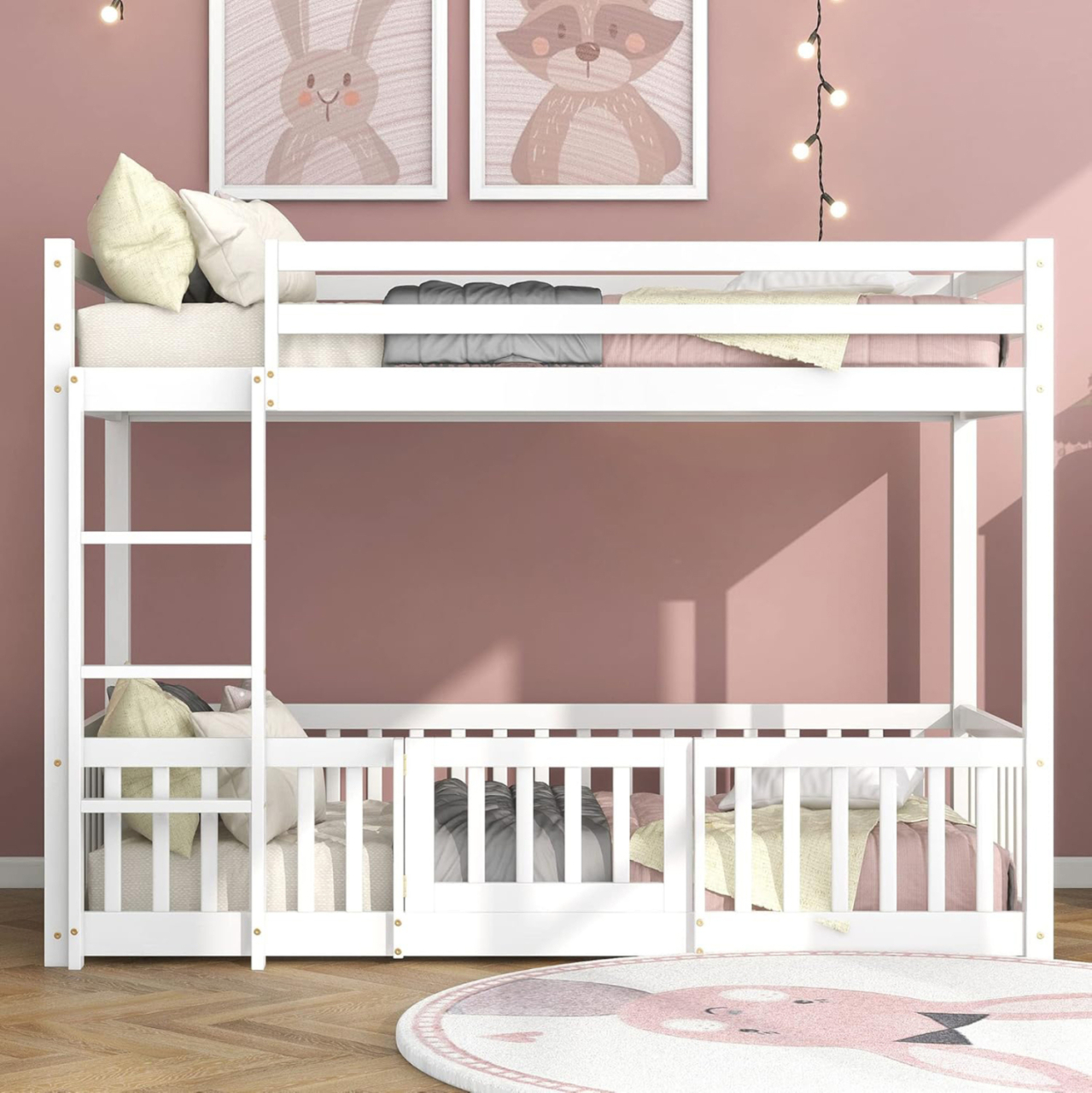 CHILDREN'S BUNKBED t.MONTESSORI PLAYKID WITH PLAYPARK HM703.03 PINE WOOD IN WHITE FOR 190x90cm.. [4]
