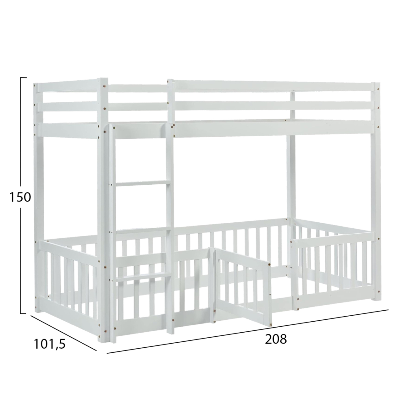 CHILDREN'S BUNKBED t.MONTESSORI PLAYKID WITH PLAYPARK HM703.03 PINE WOOD IN WHITE FOR 190x90cm.. [3]