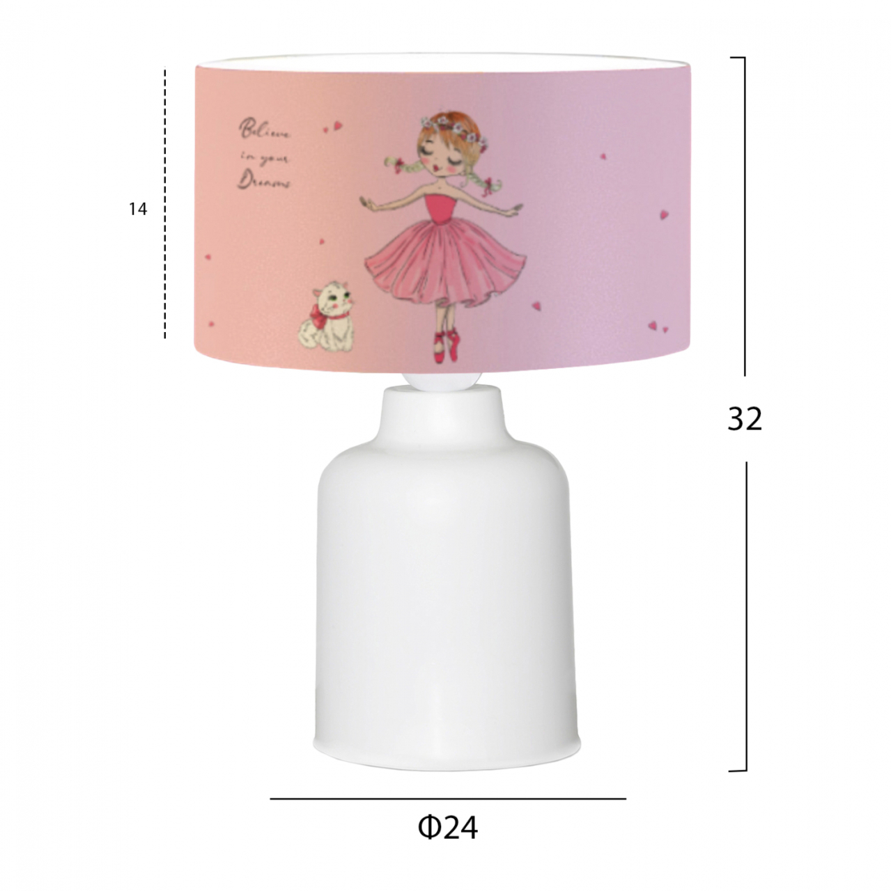 CHILDREN'S TABLE LAMP BALOO HM7577.03 PINK BALLERINA Φ24x32H cm. [2]