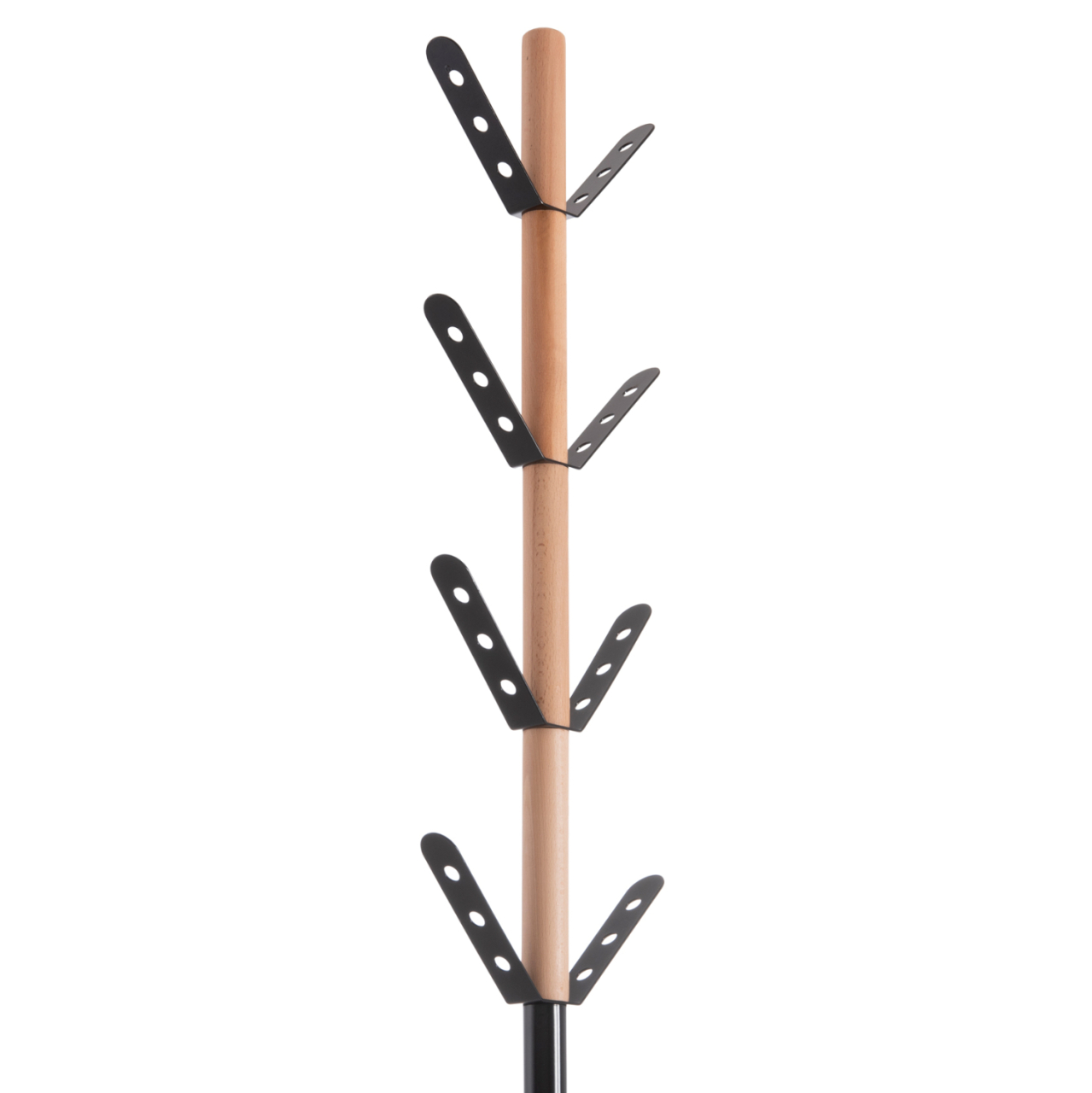 COAT HANGER BILLY HM18075.01 BEECH WOOD-BLACK METAL-BASE WITH WOOD Φ37.5X180Hcm. [6]