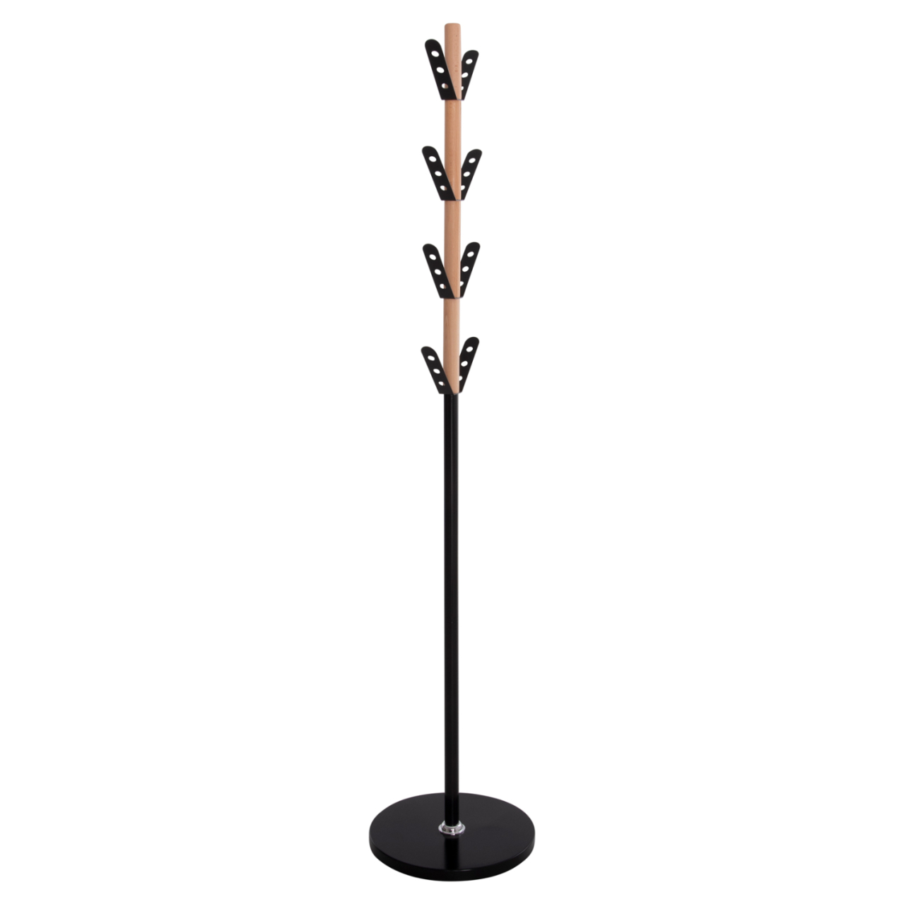 COAT HANGER BILLY HM18075.01 BEECH WOOD-BLACK METAL-BASE WITH WOOD Φ37.5X180Hcm. [3]