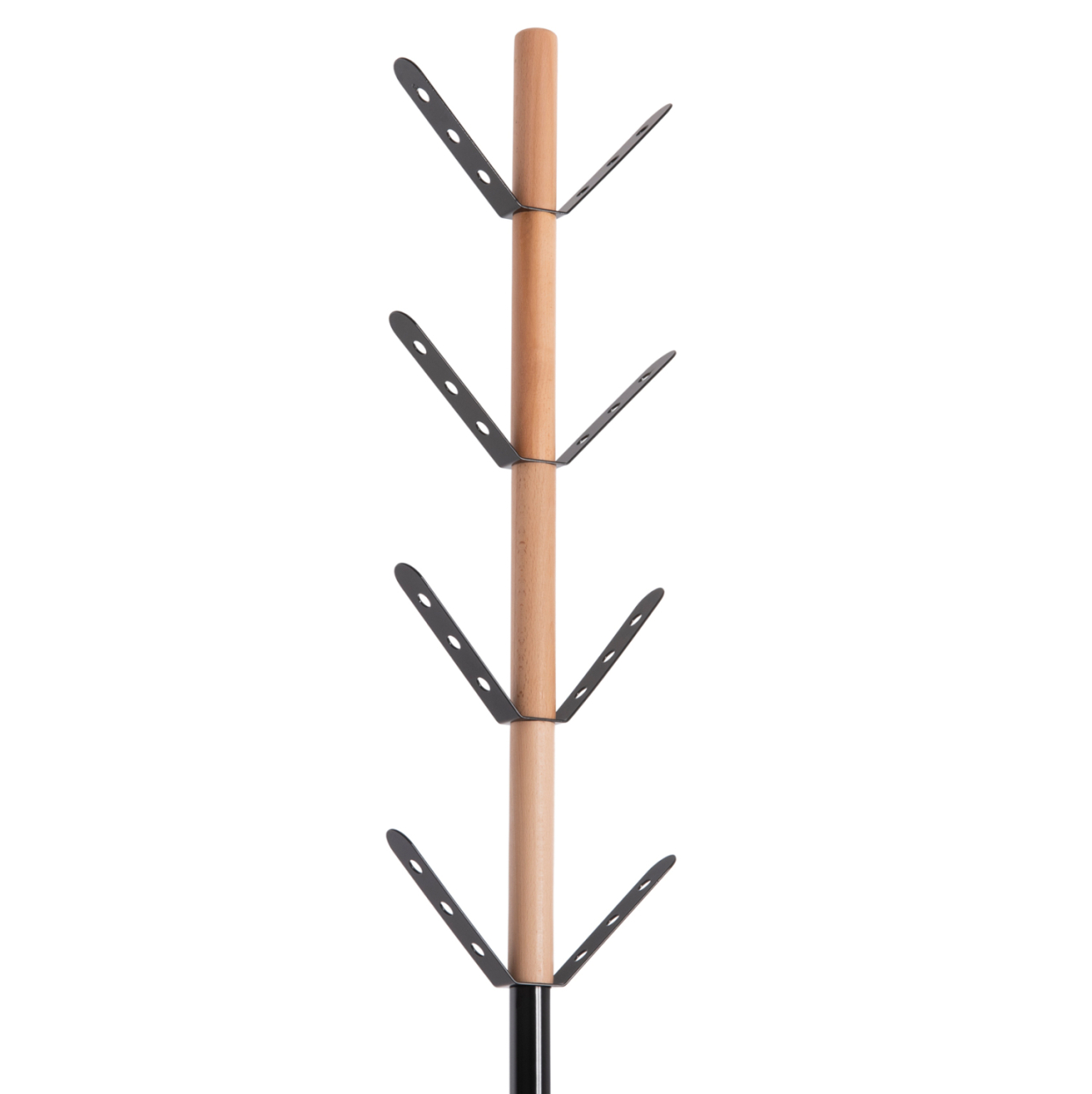 COAT HANGER BILLY HM18075.01 BEECH WOOD-BLACK METAL-BASE WITH WOOD Φ37.5X180Hcm. [4]
