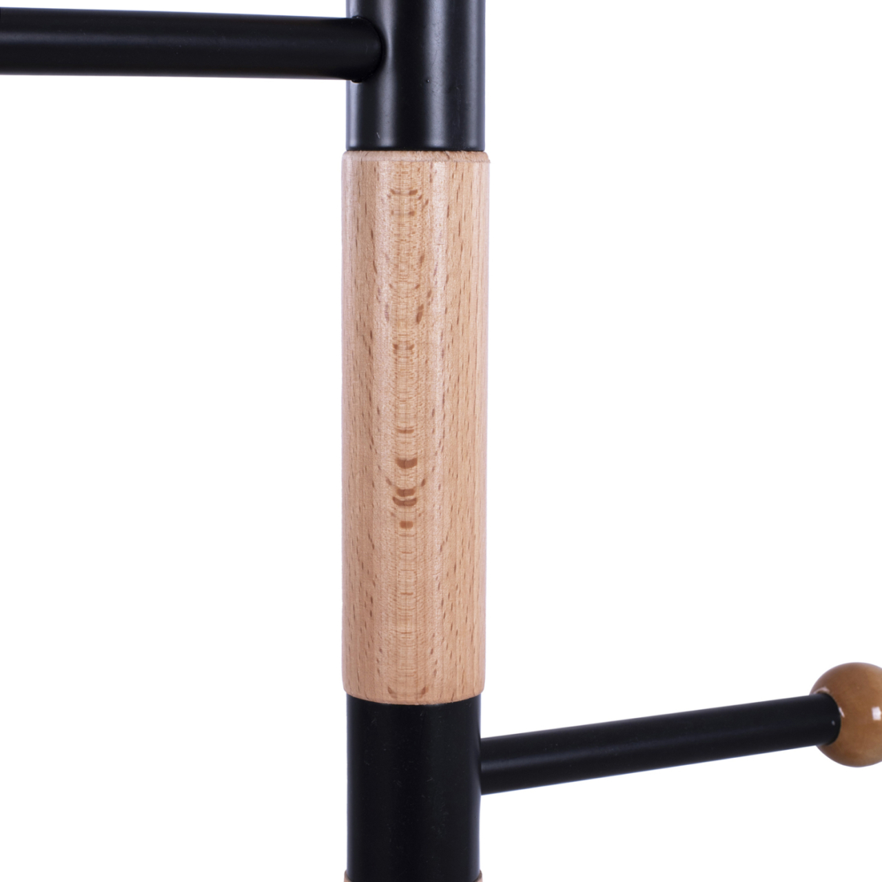 Coat hanger MERCURY ΗΜ8609.02 Beech Wood- Black Metal-Black Marble Base Φ37x176Ηcm [4]