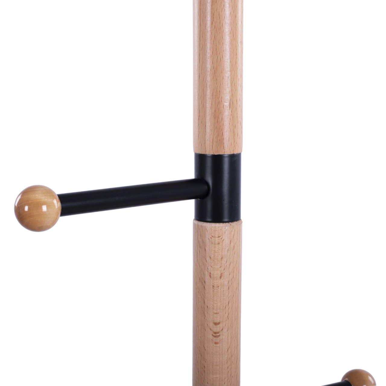 Coat hanger MERCURY ΗΜ8609.02 Beech Wood- Black Metal-Black Marble Base Φ37x176Ηcm [3]