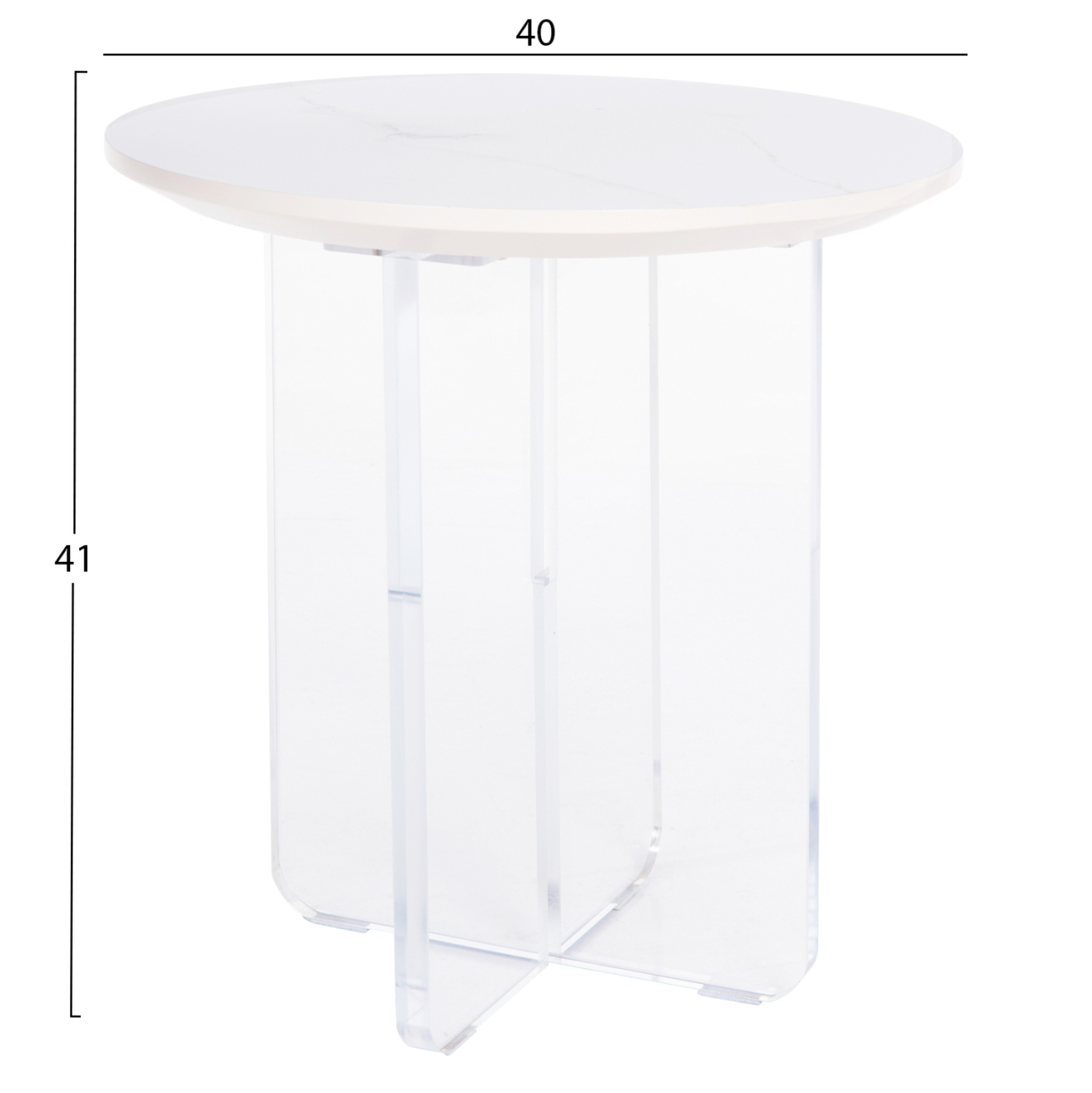 COFFEE TABLE ACRYLON HM9779.01 HPL WHITE MARBLE-ACRYLIC LEGS Φ40x41Hcm. [2]