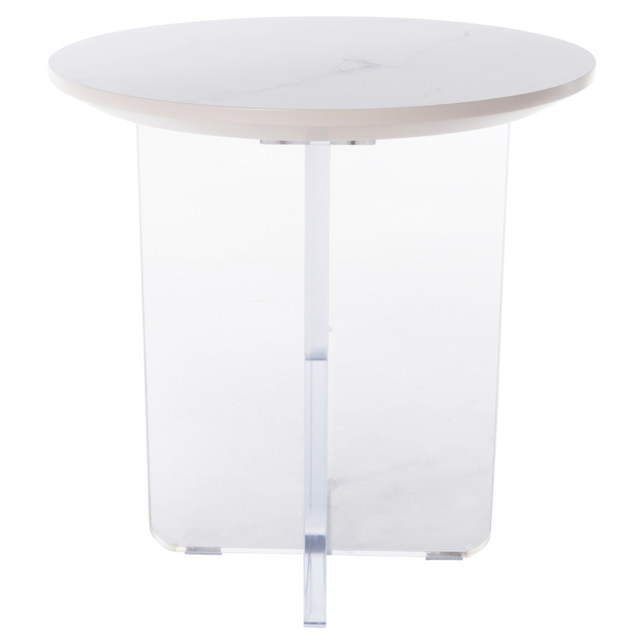 COFFEE TABLE ACRYLON HM9779.01 HPL WHITE MARBLE-ACRYLIC LEGS Φ40x41Hcm. [4]