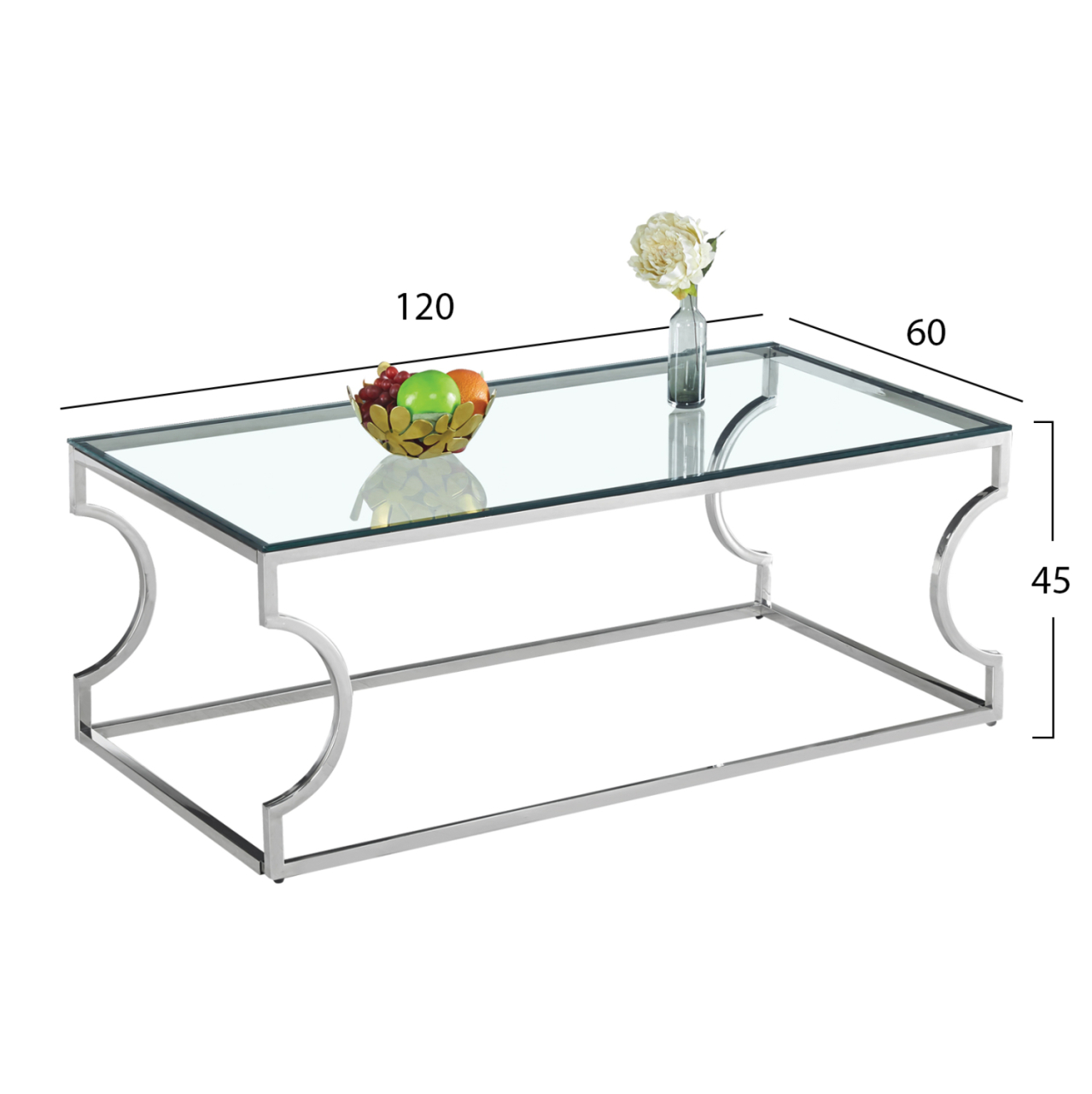 Coffee table Amara HM8615.01 with glass and chromium base 120X60X45 cm [2]