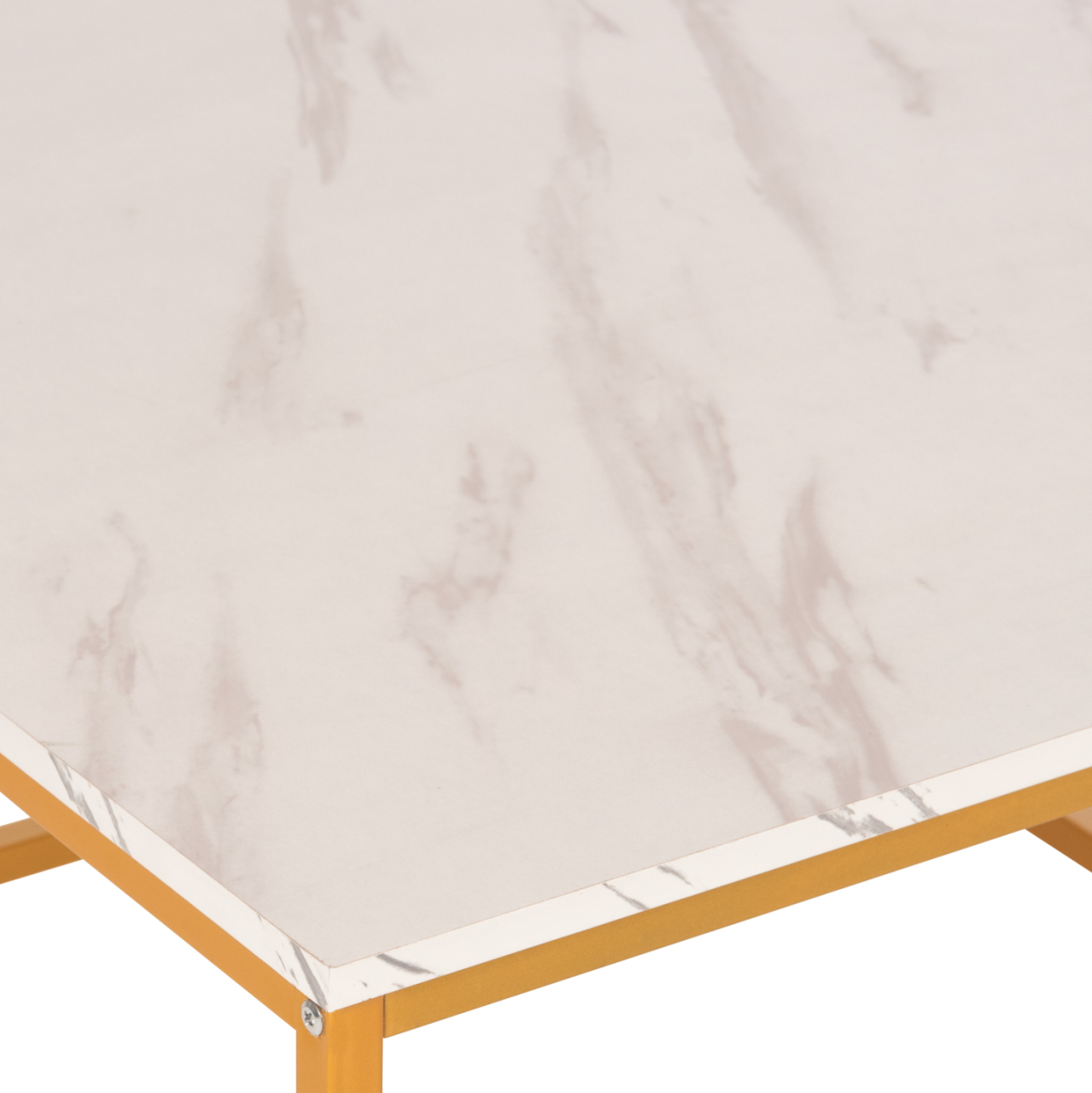 COFFEE TABLE BRAYLEN HM8942.11 MELAMINE WHITE MARBLE LOOK-GOLD BASE 75x75x43Hcm. [4]