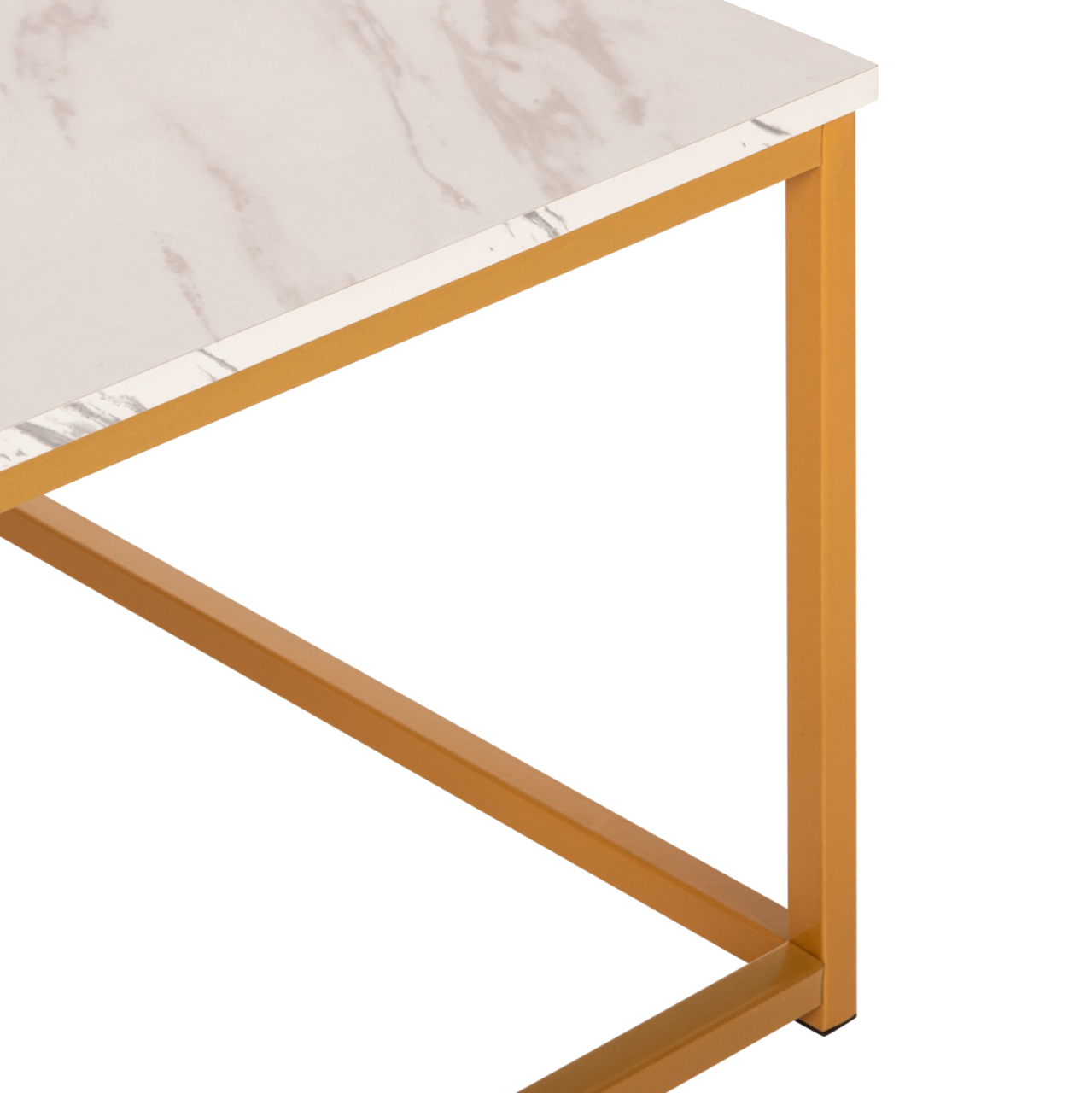 COFFEE TABLE BRAYLEN HM8942.11 MELAMINE WHITE MARBLE LOOK-GOLD BASE 75x75x43Hcm. [5]