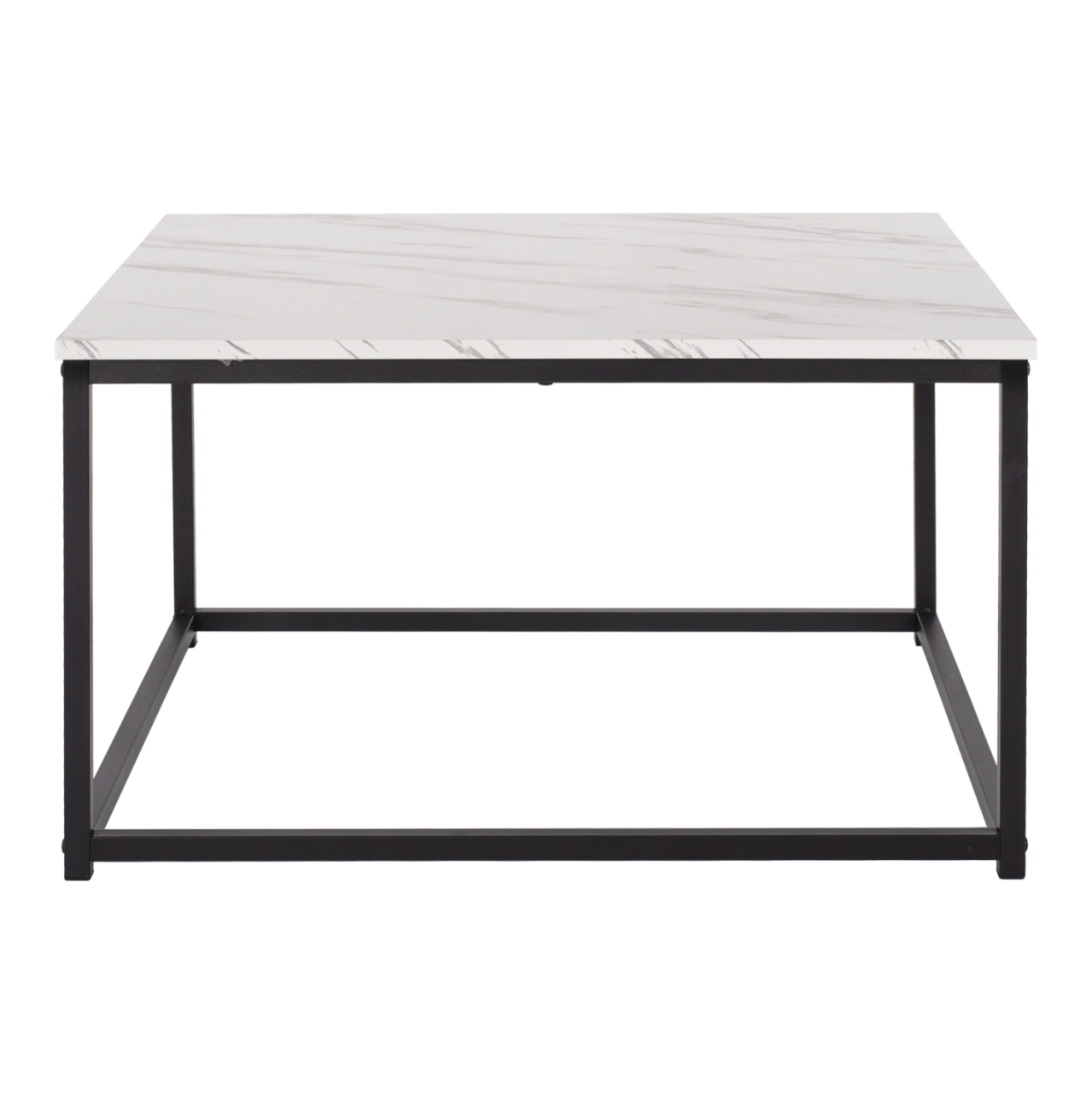 COFFEE TABLE BRAYLEN HM8942.12 SQUARE MELAMINE IN WHITE MARBLE LOOK- BLACK BASE 75x75x43Hcm. [3]