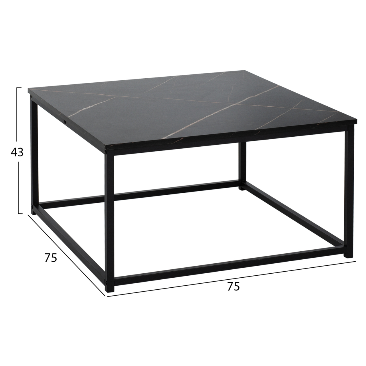 COFFEE TABLE BRAYLEN HM8942.13 SQUARE WITH MELAMINE BLACK MARBLE LOOK 75x75x43Hcm. [2]
