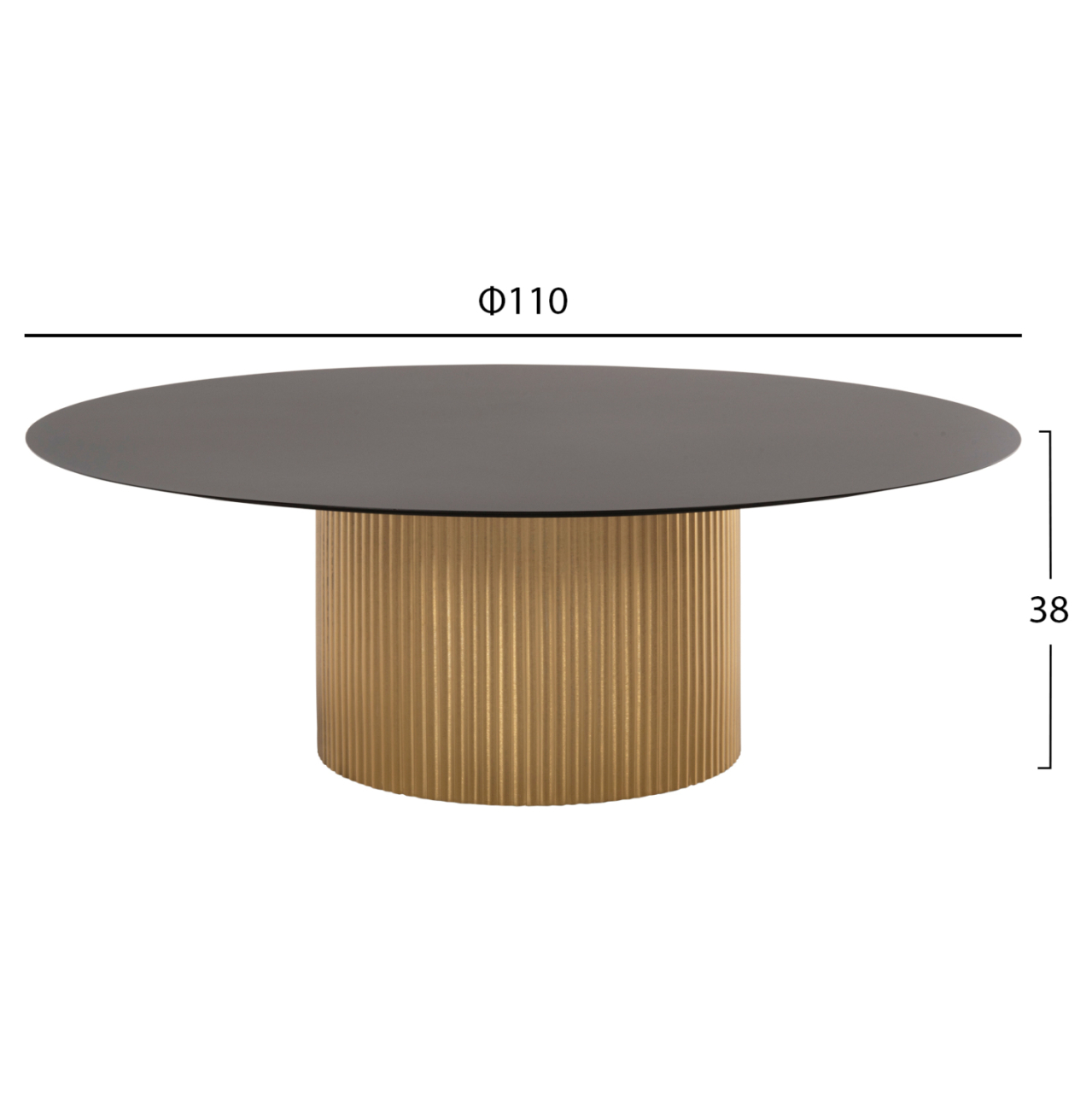 COFFEE TABLE CLAD HM9673 METAL IN GOLD AND BLACK TOP Φ110x38Hcm. [2]
