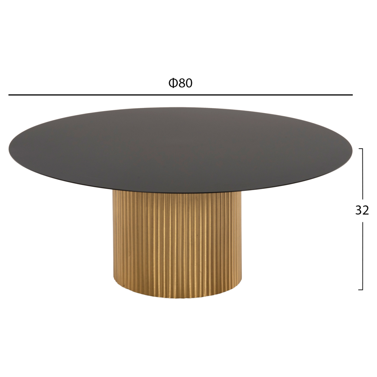 COFFEE TABLE CLAD HM9674 METAL IN GOLD and BLACK TOP Φ80x32H cm. [2]