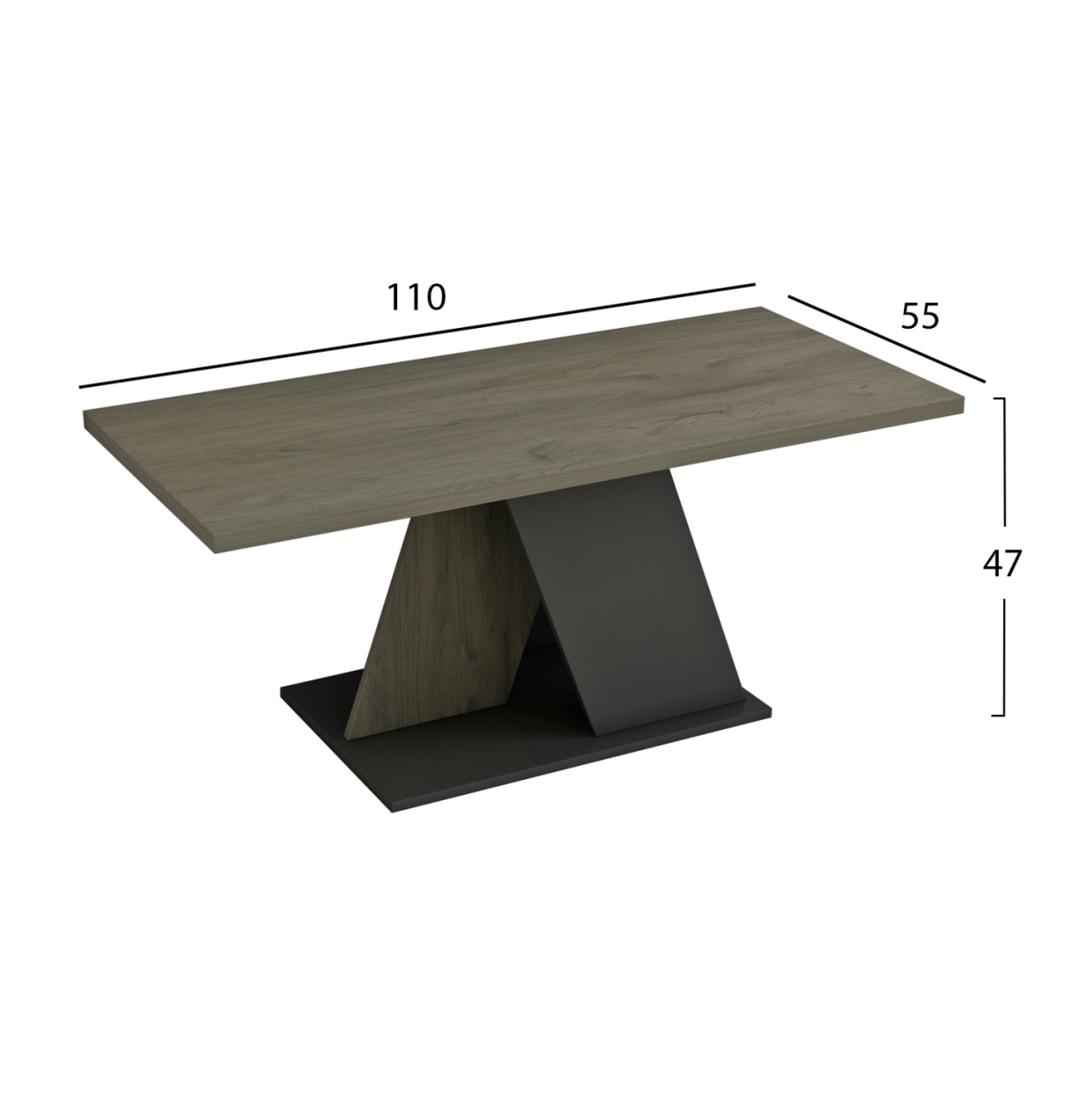 COFFEE TABLE DILE HM9528.01 MELAMINE IN SONAMA-GREY 110x55x47Hcm. [2]