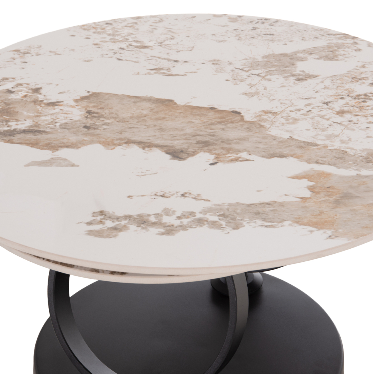 COFFEE TABLE DOUBLE NUBISA HM18364.01 METAL IN BLACK--SINTERED STONE PANDORA Φ80Χ43.5Hcm. [7]