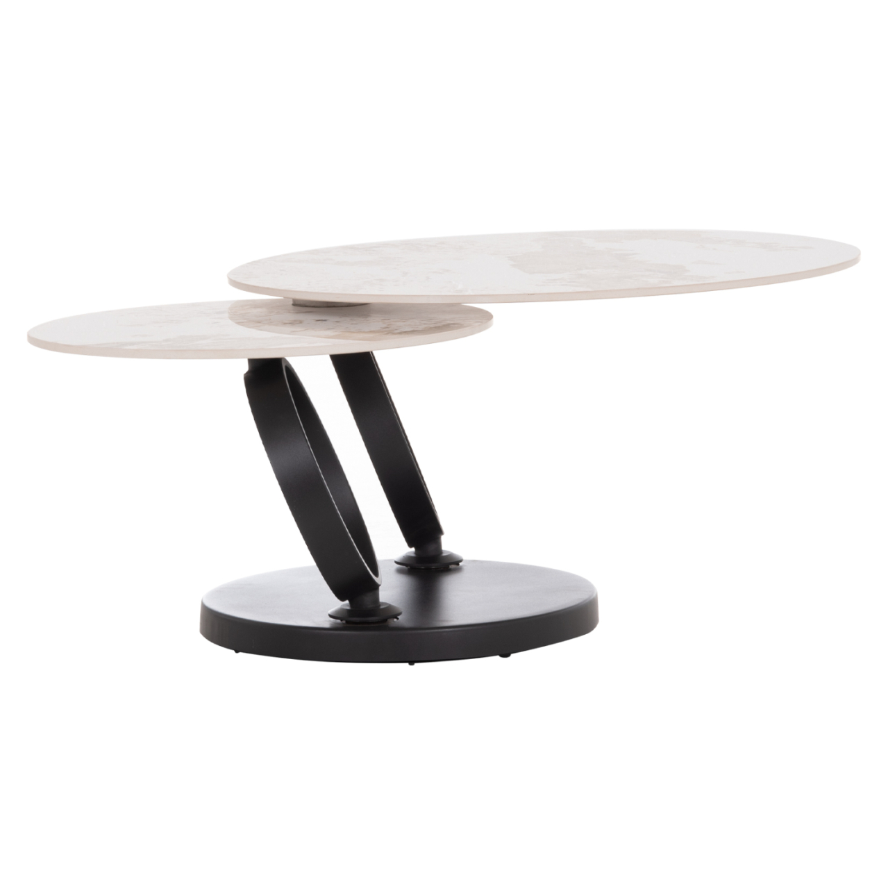 COFFEE TABLE DOUBLE NUBISA HM18364.01 METAL IN BLACK--SINTERED STONE PANDORA Φ80Χ43.5Hcm. [5]