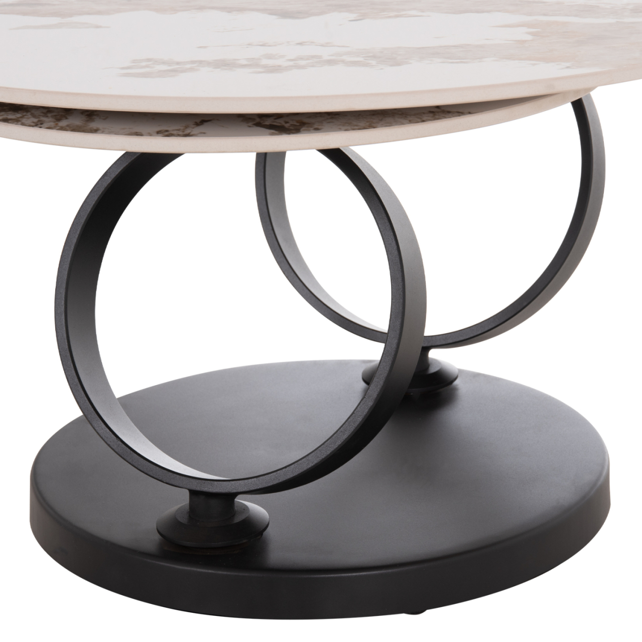 COFFEE TABLE DOUBLE NUBISA HM18364.01 METAL IN BLACK--SINTERED STONE PANDORA Φ80Χ43.5Hcm. [8]