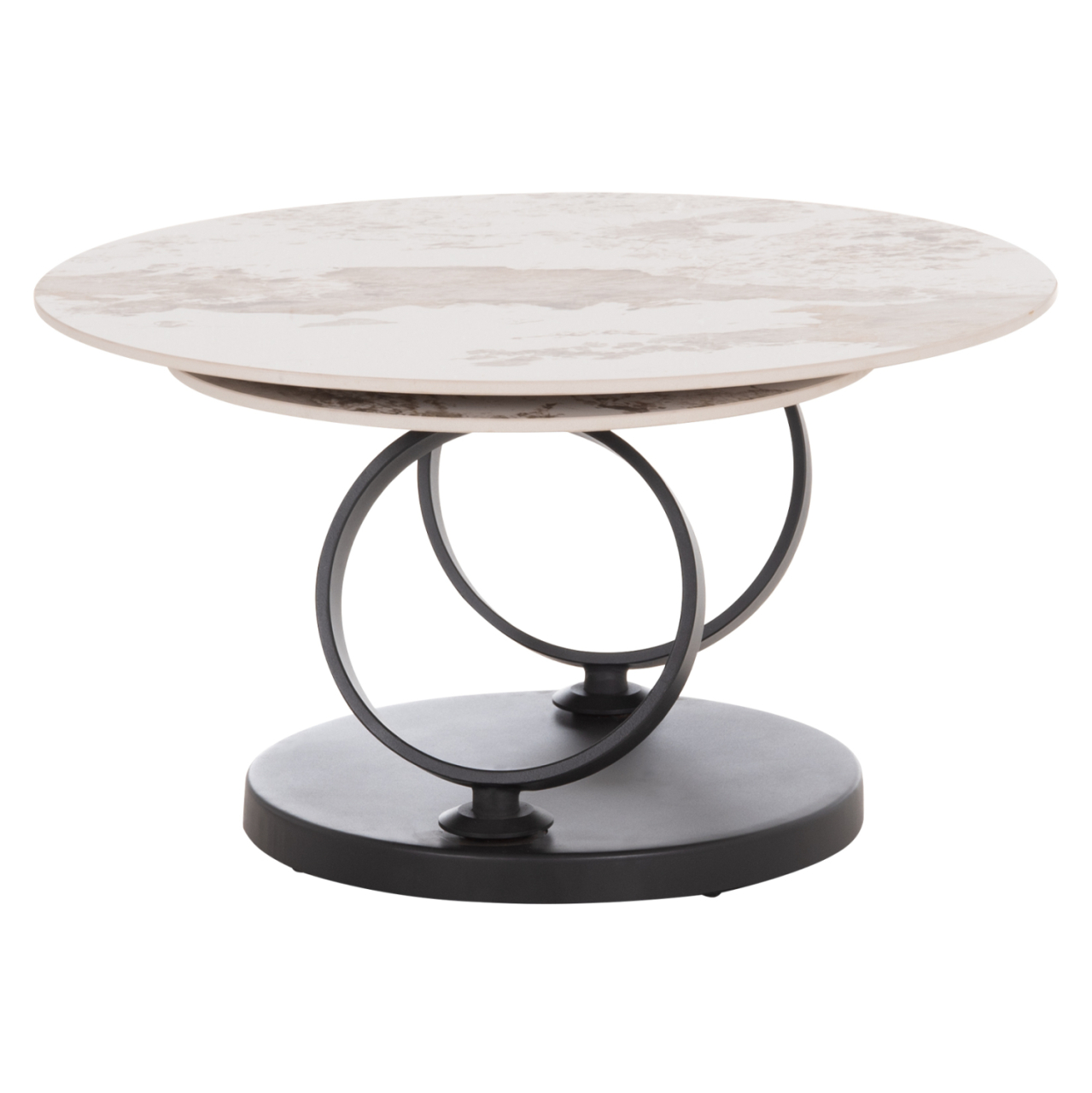 COFFEE TABLE DOUBLE NUBISA HM18364.01 METAL IN BLACK--SINTERED STONE PANDORA Φ80Χ43.5Hcm. [3]