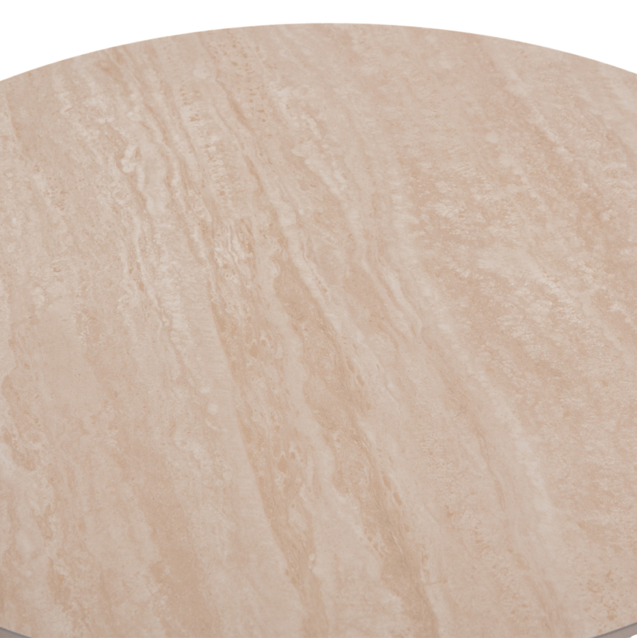 COFFEE TABLE DOUBLE NUBISA HM18364.02 METAL IN BEIGE--SINTERED STONE IN TRAVERTINE COLOR Φ80Χ43.5Hcm. [5]