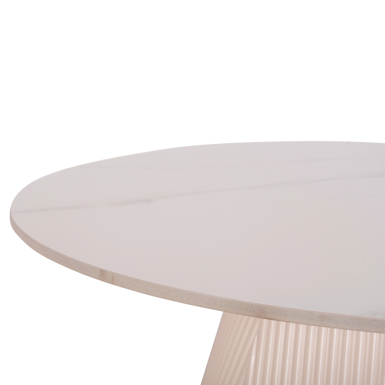 COFFEE TABLE DUNCAN HM18022.02 CERAMIC TOP-MDF BASE-CREAM WHITE Φ80x41Hcm. [5]