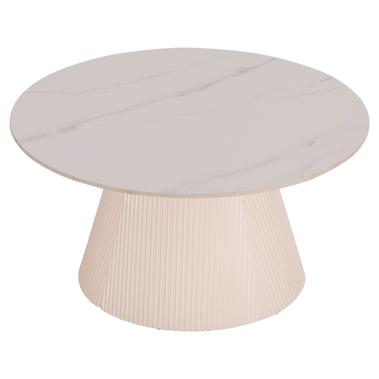 COFFEE TABLE DUNCAN HM18022.02 CERAMIC TOP-MDF BASE-CREAM WHITE Φ80x41Hcm. [4]