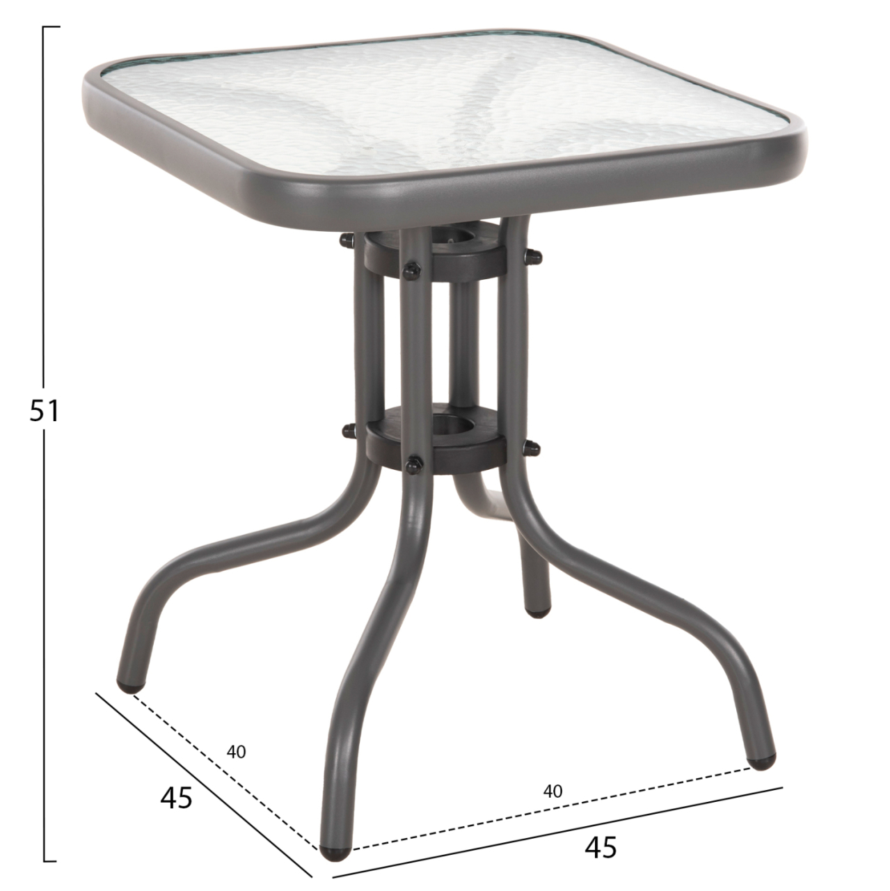 COFFEE TABLE FIGO HM6067.01 METAL IN GREY-TEMPERED GLASS TOP 45x45x51Hcm. [2]