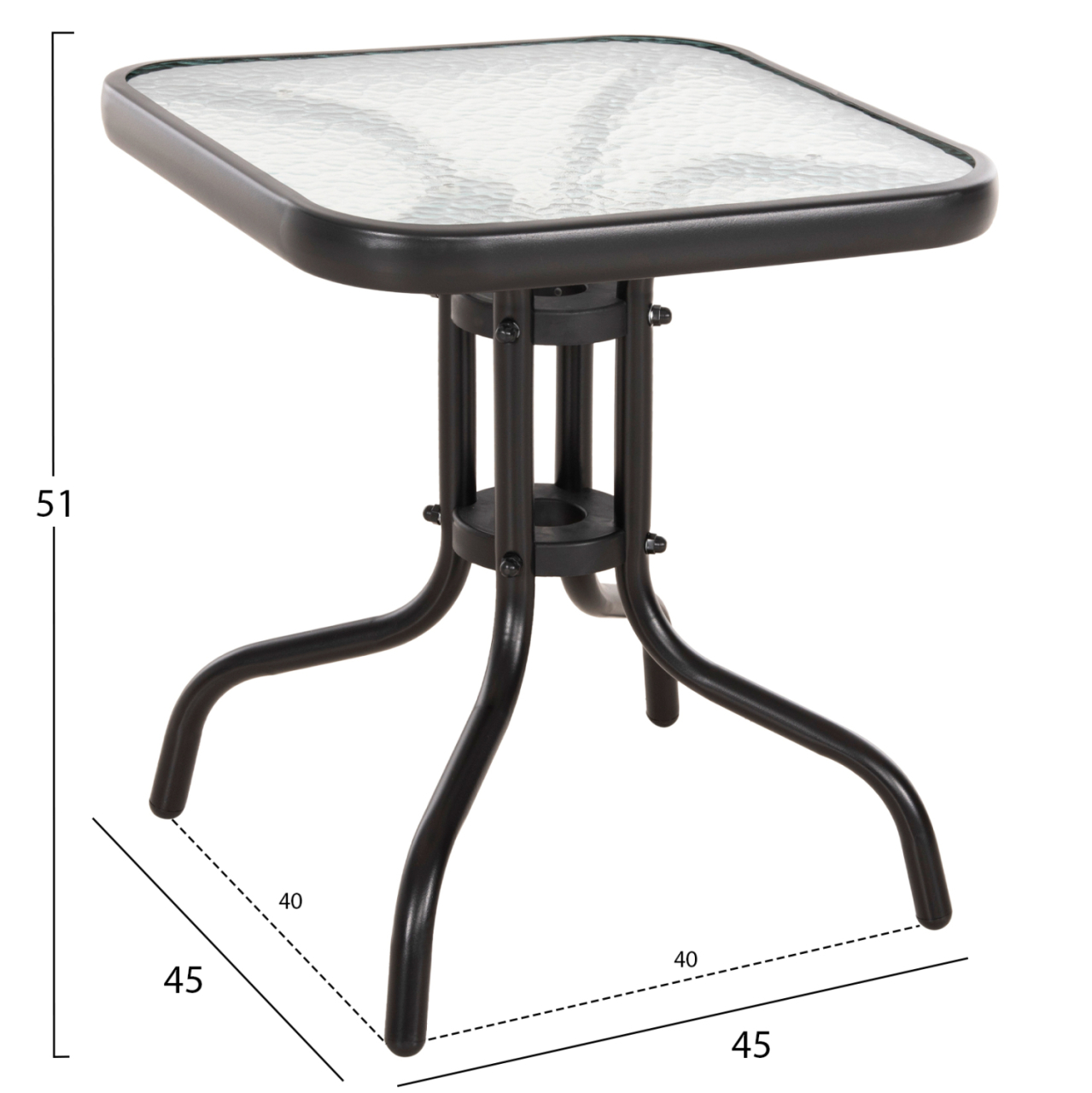 COFFEE TABLE FIGO HM6067.03 METAL IN BLACK-TEMPERED GLASS TOP 45x45x51Hcm. [2]