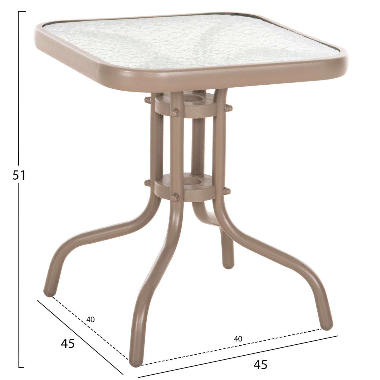 COFFEE TABLE FIGO HM6067.04 METAL IN CHAMPAGNE COLOR-TEMPERED GLASS TOP 45x45x51Hcm. [2]