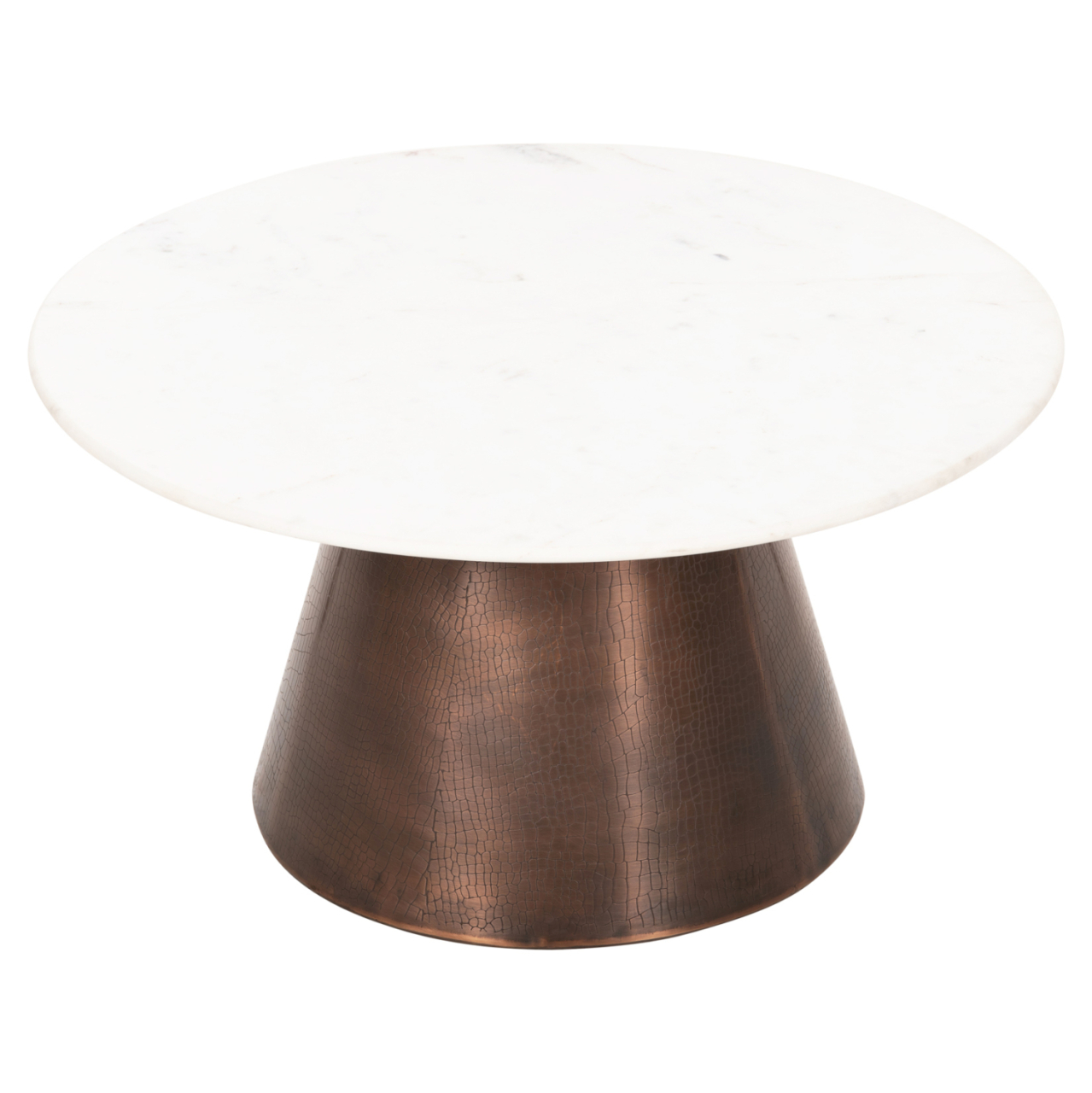 COFFEE TABLE FODEN HM9721 WHITE MARBLE TOP AND ANTIQUE COPPER COLOR METAL Φ77x40Hcm. [3]