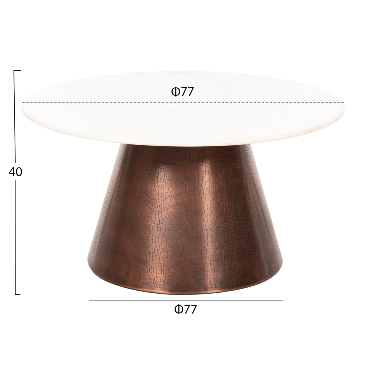 COFFEE TABLE FODEN HM9721 WHITE MARBLE TOP AND ANTIQUE COPPER COLOR METAL Φ77x40Hcm. [2]