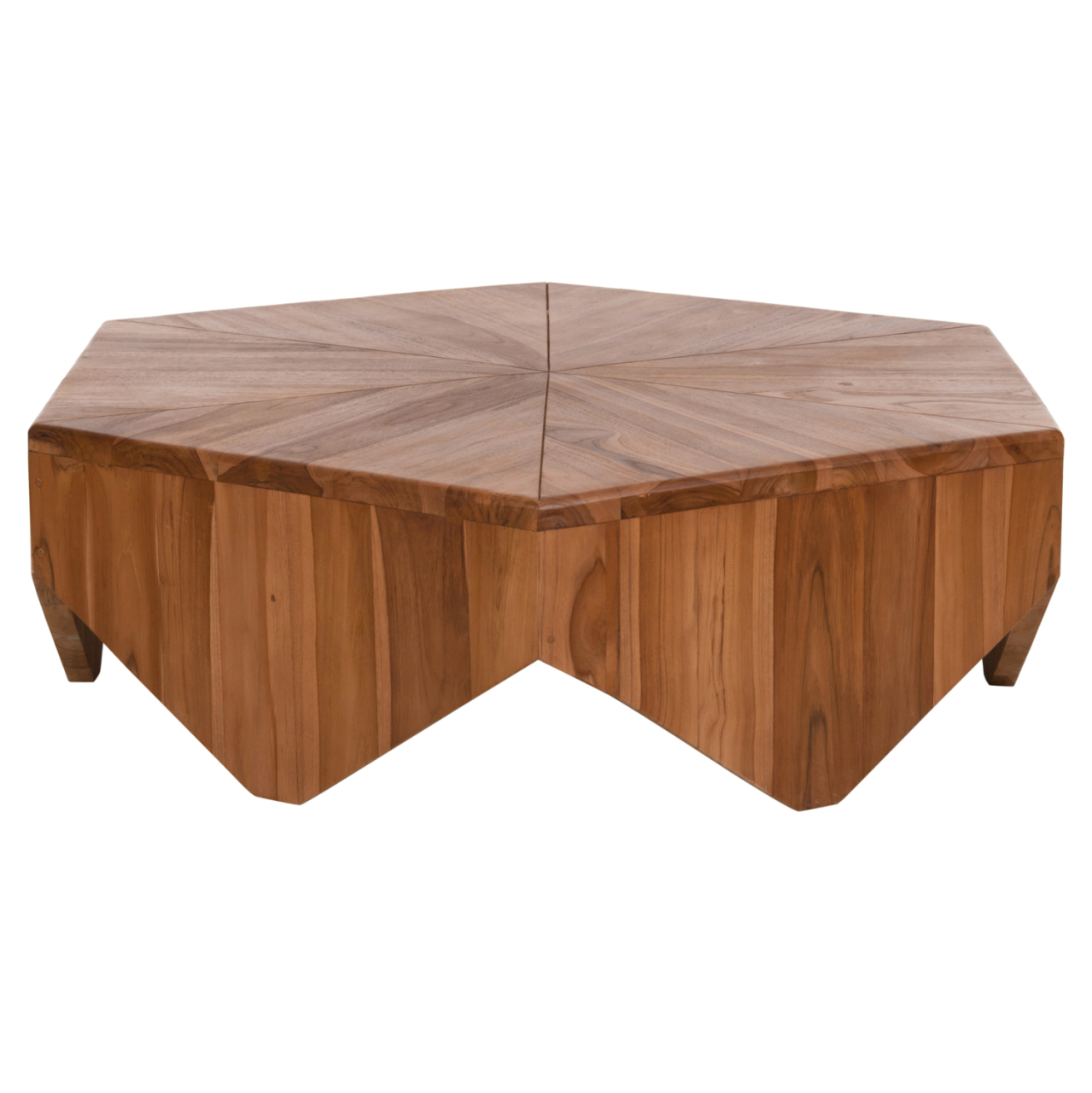 COFFEE TABLE HEXAGON HM9790 TEAK WOOD IN NATURAL--B'RATED 114x99x34Hcm. [2]
